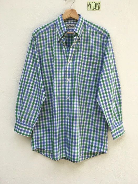 Hermes Rare Vintage 90s Hermes Checkered Button Up Shirt Size US M / EU 48-50 / 2 - 1 Thumbnail