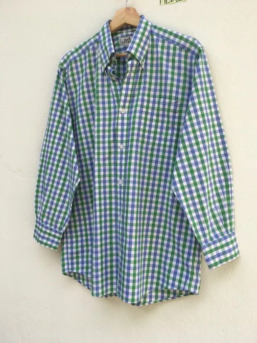Hermes Rare Vintage 90s Hermes Checkered Button Up Shirt Size US M / EU 48-50 / 2 - 2 Thumbnail