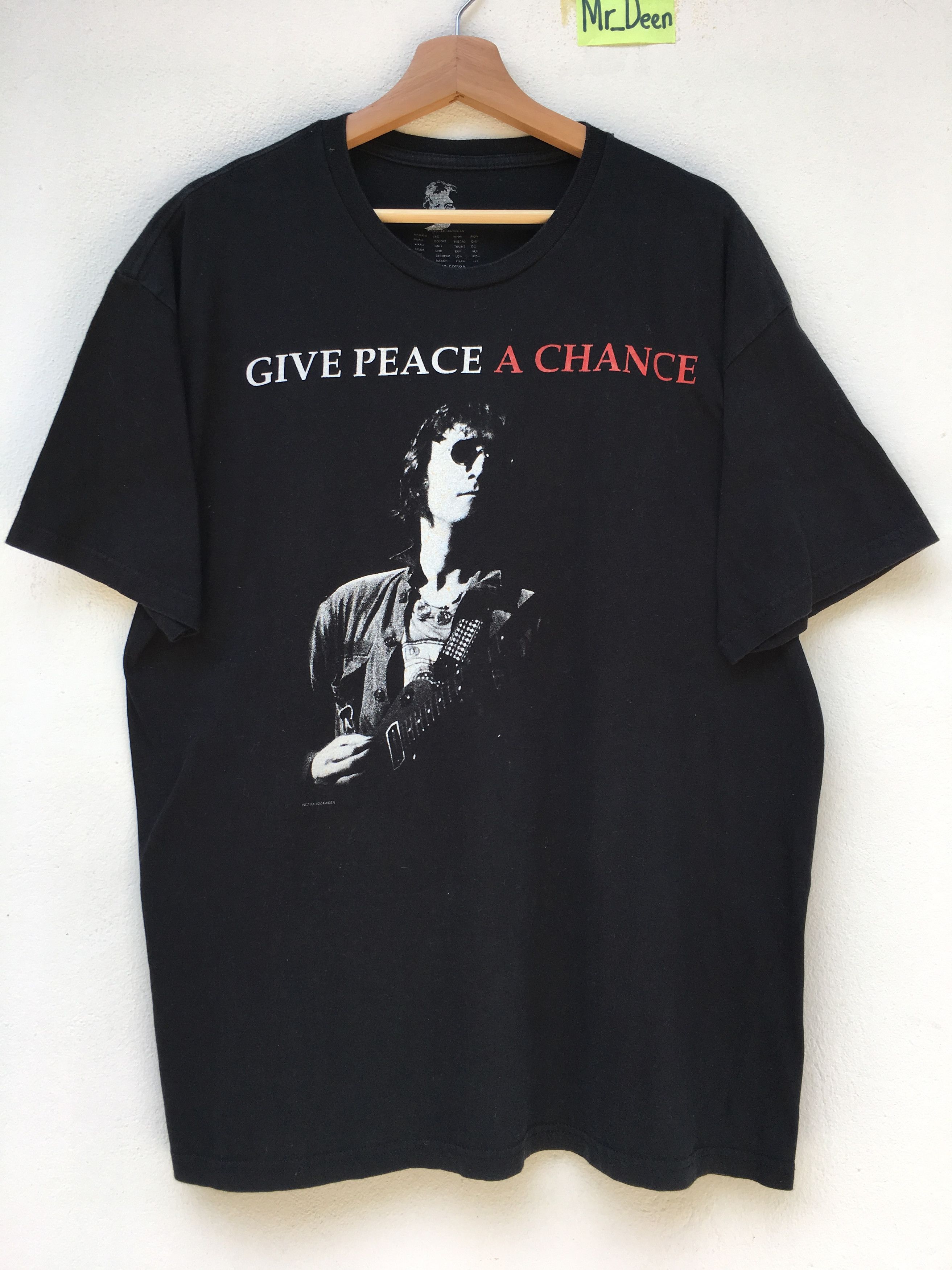 image of Band Tees x John Lennon Vintage John Lennon Give Peace A Change T-Shirt in Black, Men's (Size XL)