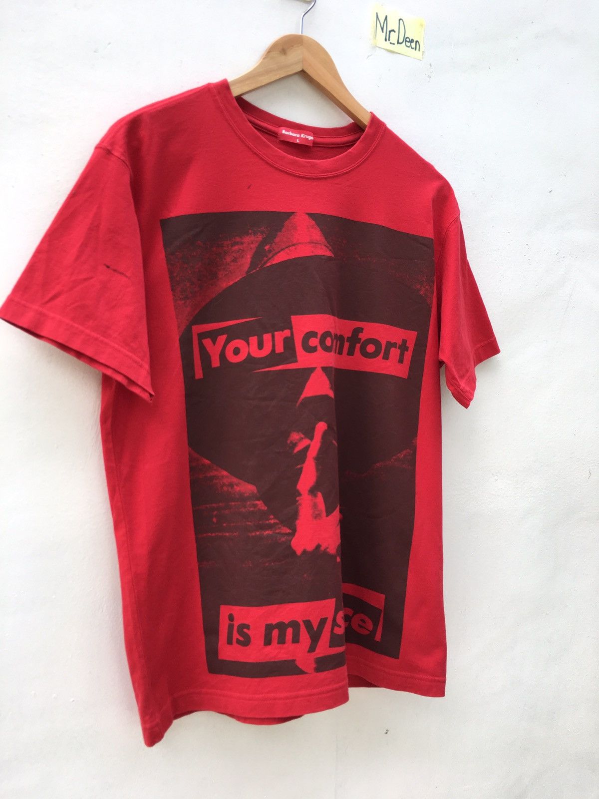 Barbara Kruger Barbara Kruger Printed Your Comfort my silence Red Tshirt Size US L / EU 52-54 / 3 - 2 Thumbnail