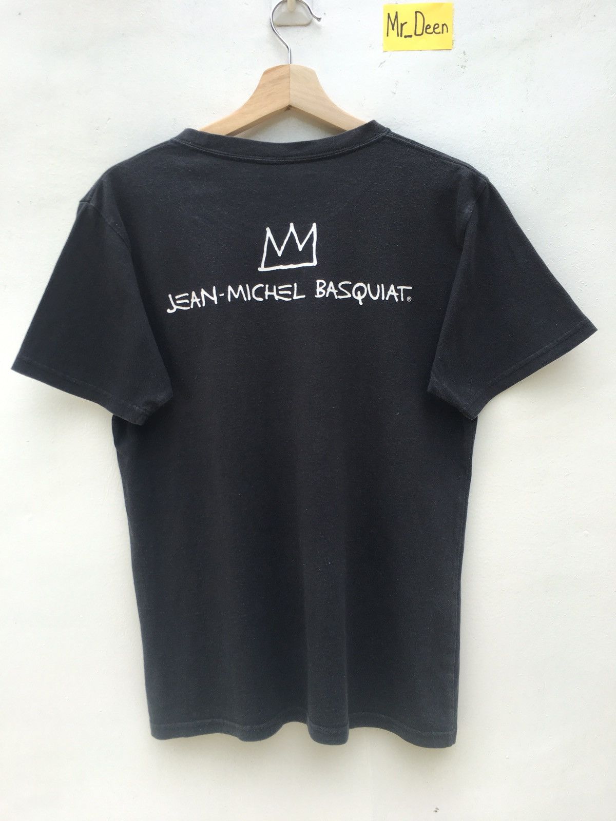 Image of Jean Michel Basquiat Jean Michel Basquait Spell Out With Small Pocket T Shirt in Black, Men's