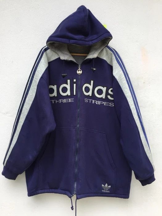 Adidas VINTAGE Adidas 3 Stripes Oversize Hoodie Size US XL / EU 56 / 4 - 4 Thumbnail