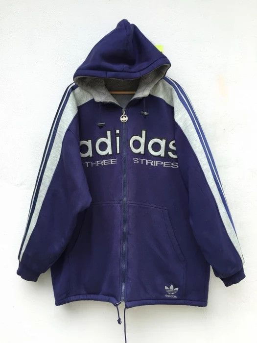 Adidas VINTAGE Adidas 3 Stripes Oversize Hoodie Size US XL / EU 56 / 4 - 1 Thumbnail