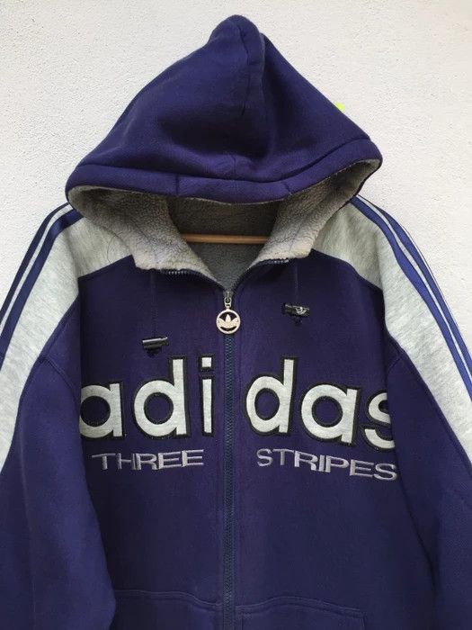 Adidas VINTAGE Adidas 3 Stripes Oversize Hoodie Size US XL / EU 56 / 4 - 7 Thumbnail