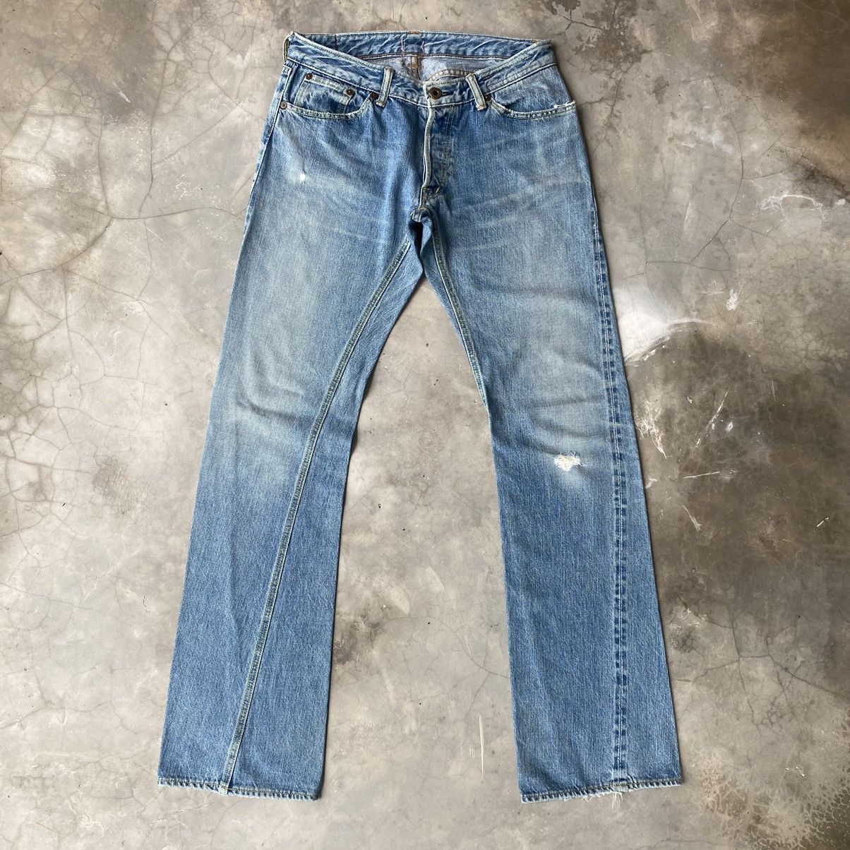 Kato Hiroshi kato selvedge flare jeans bell bottom distress denim | Grailed