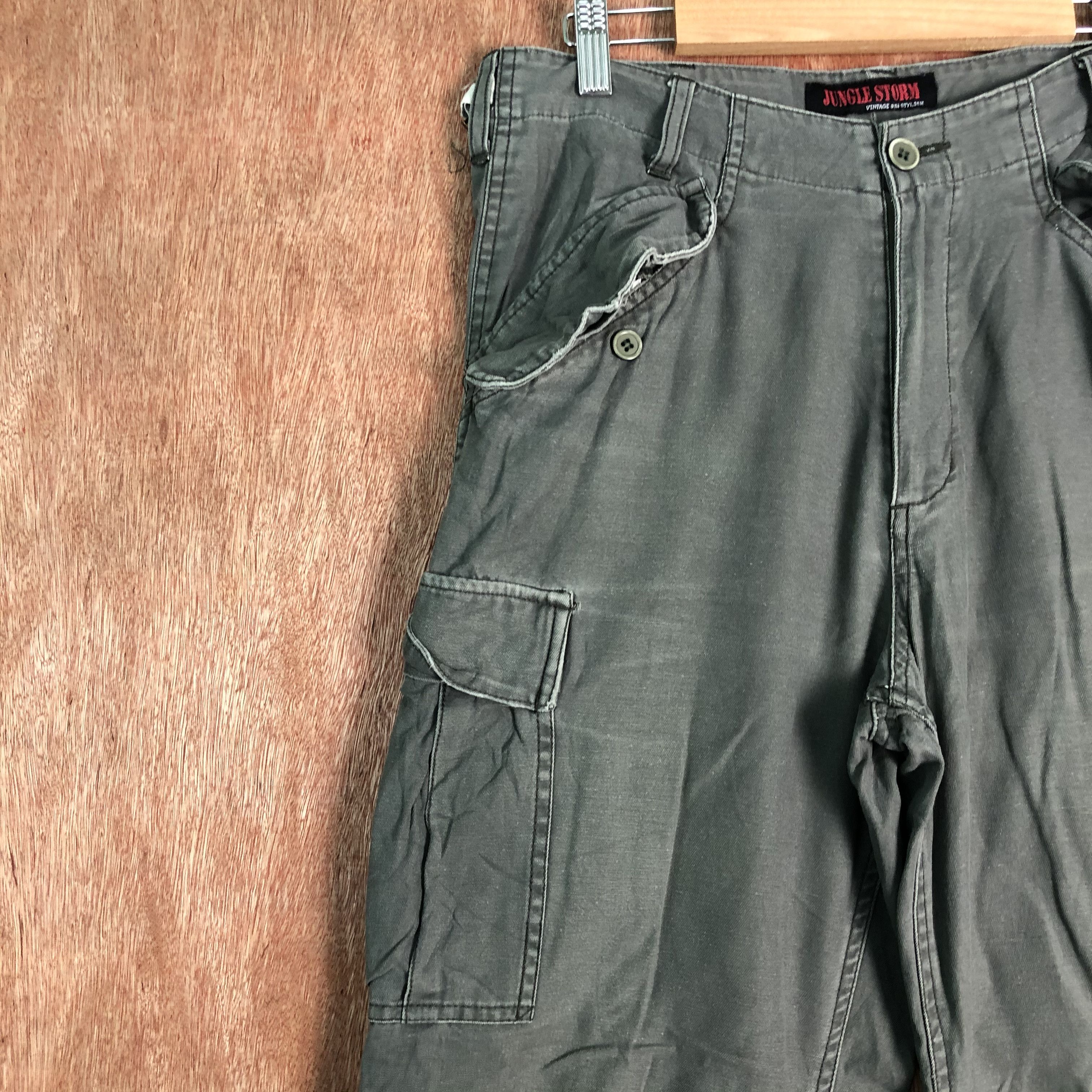 Japanese Brand DLL Jungle Storm Grey Multipocket Tactical Cargo Pants #c098 Size US 31 - 4 Thumbnail