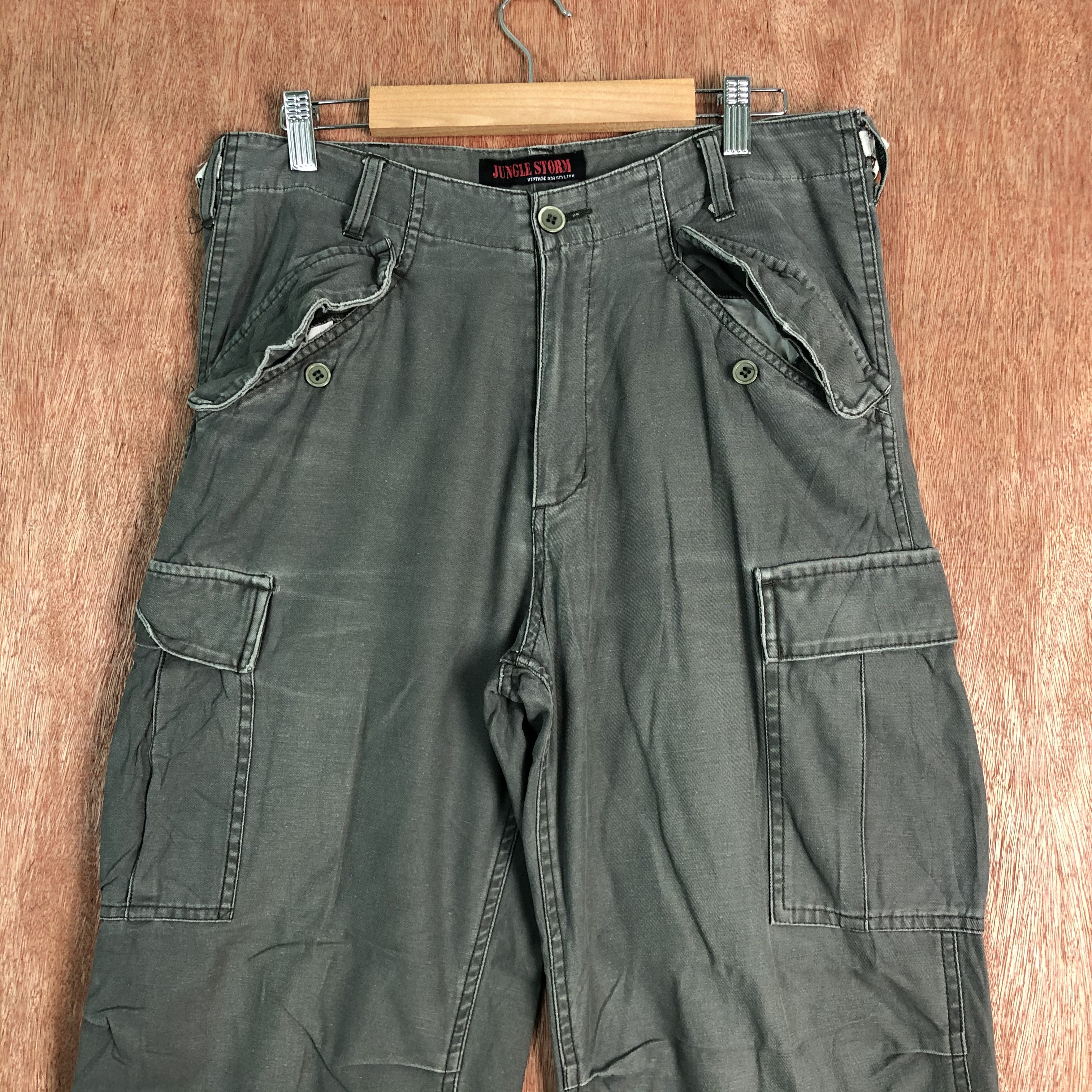 Japanese Brand DLL Jungle Storm Grey Multipocket Tactical Cargo Pants #c098 Size US 31 - 2 Thumbnail