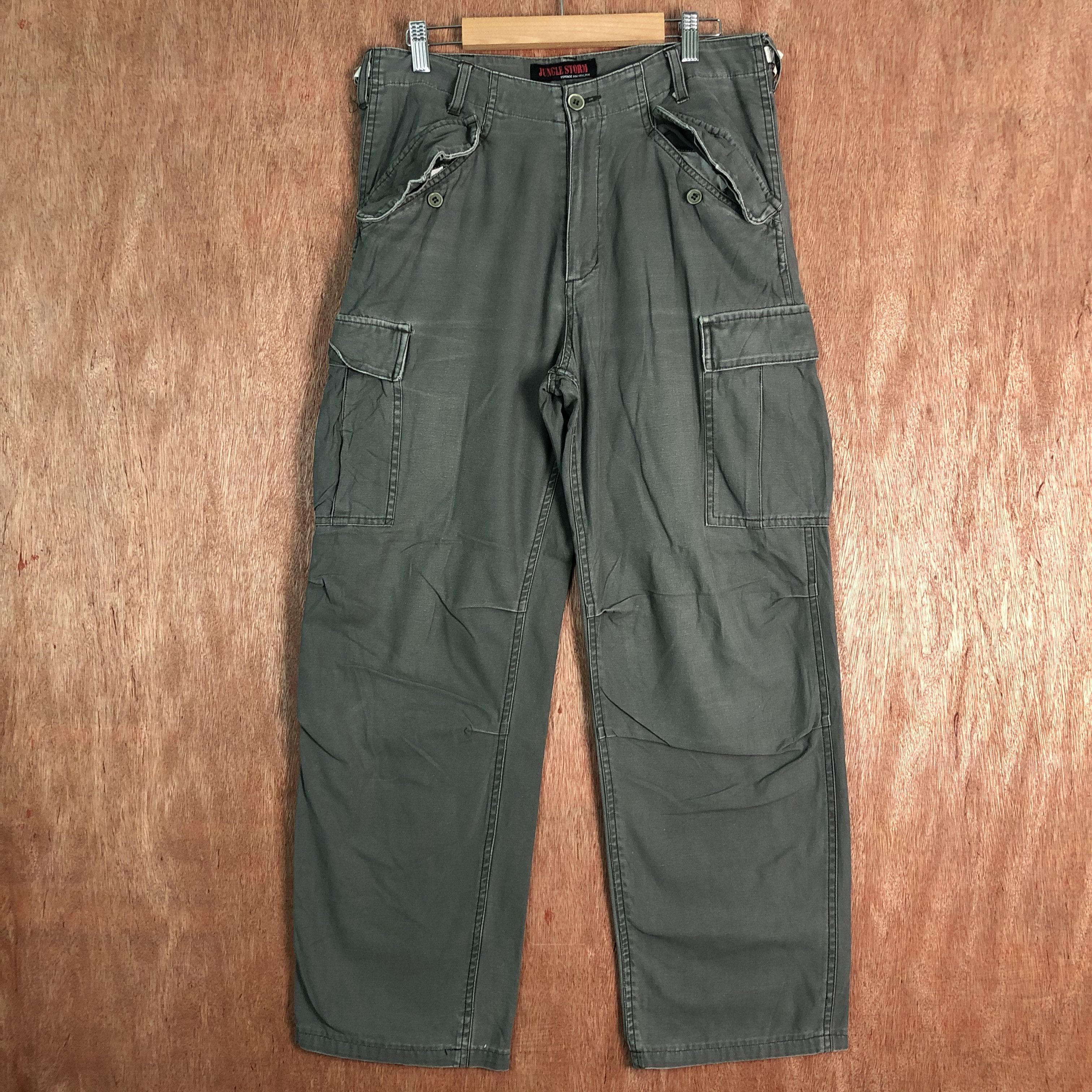 image of Vintage Jungle Storm Grey Multipocket Tactical Cargo Pants C098, Men's (Size 31)