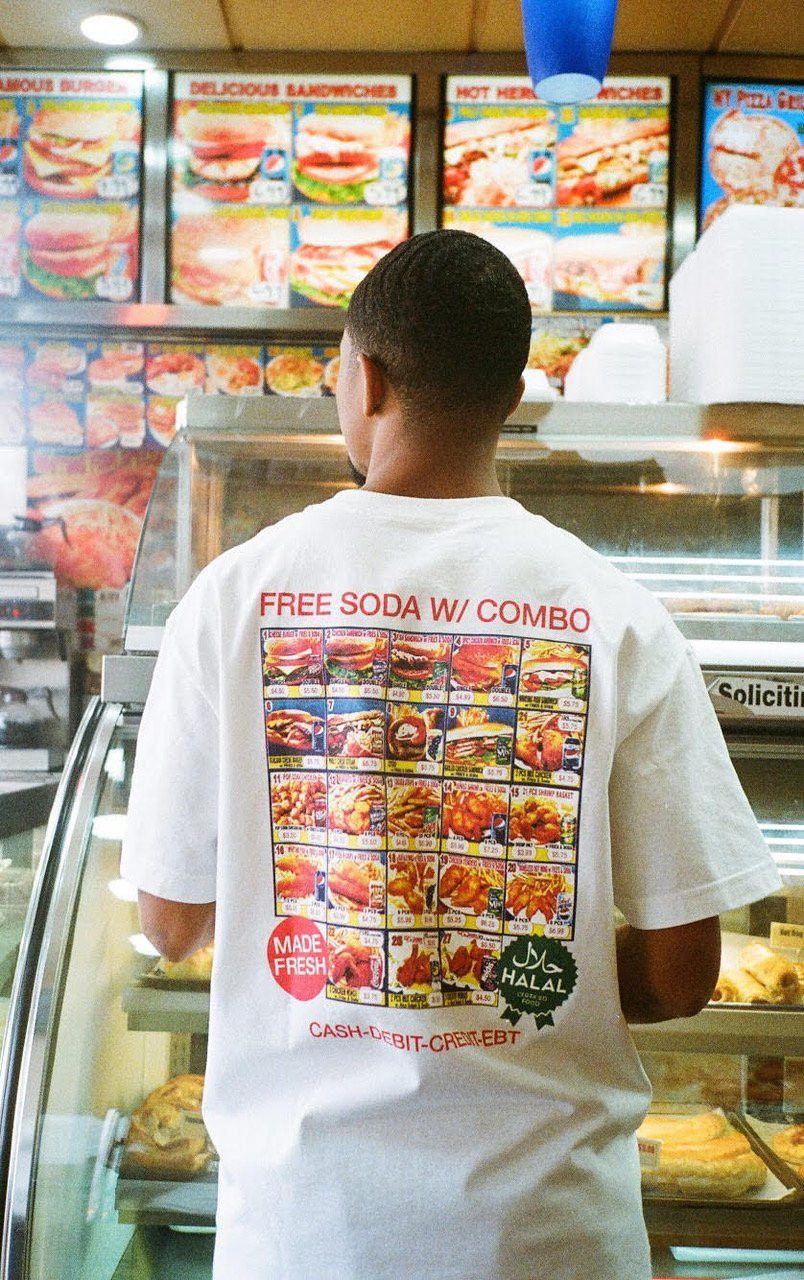 image of Western Elders Ny Fast Food Menu T-Shirt Made In Usa in White, Men's (Size 2XL)