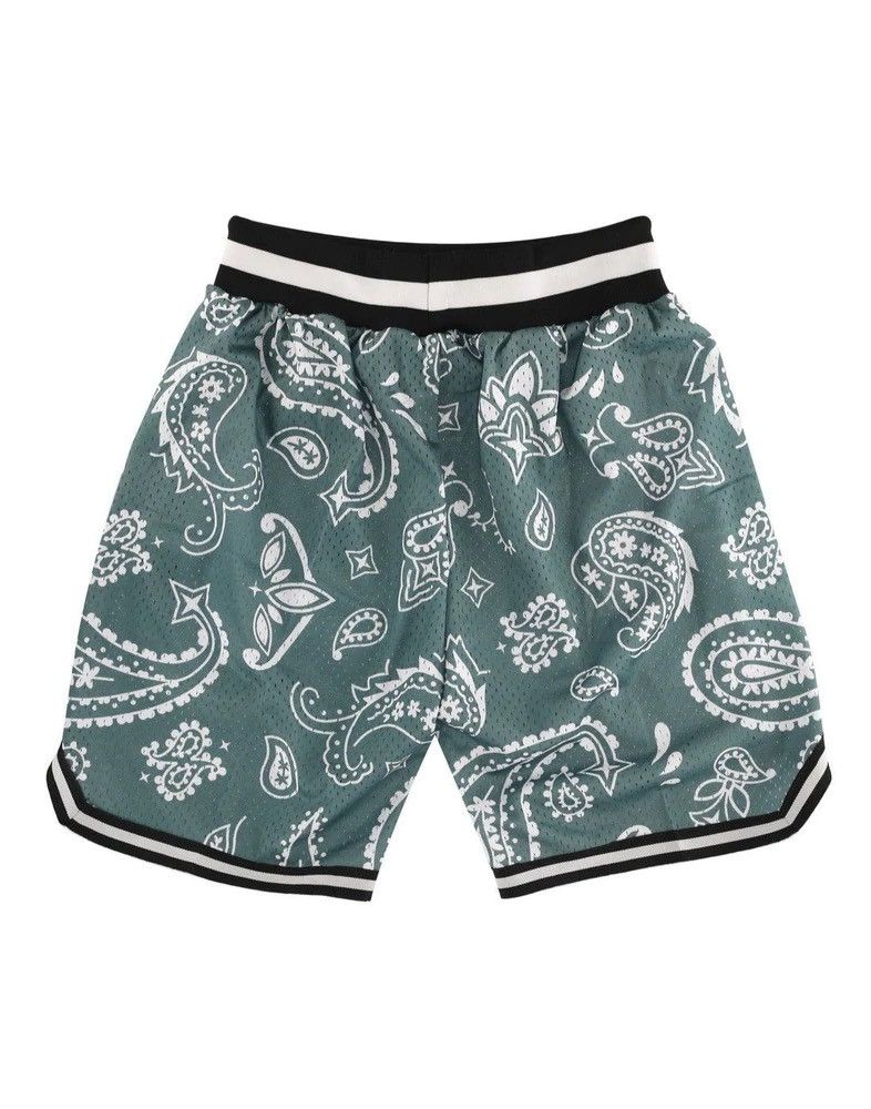 Vintage Paisley Basketball Shorts Sage Green M Size US 30 / EU 46 - 2 Thumbnail