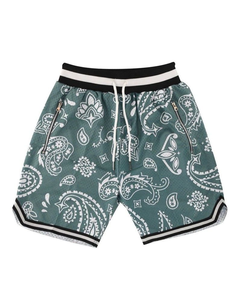 Vintage Paisley Basketball Shorts Sage Green M Size US 30 / EU 46 - 1 Thumbnail