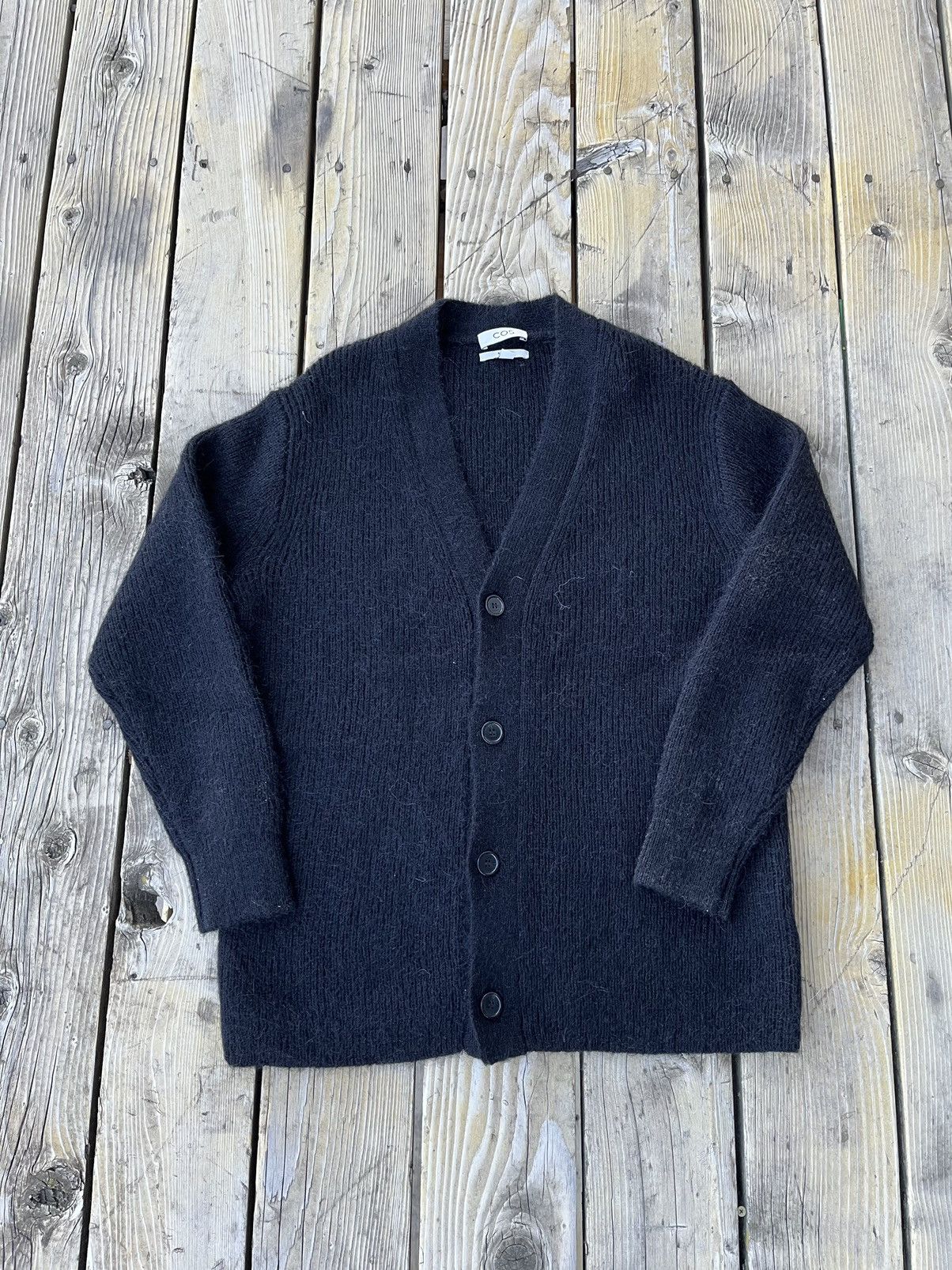 Vintage Cos Black Shaggy Cardigan | Grailed