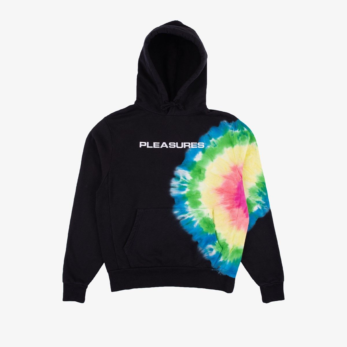 image of Pleasures Eclipse Rainbow Tie Dye Hoodie Black, Men's (Size Small)