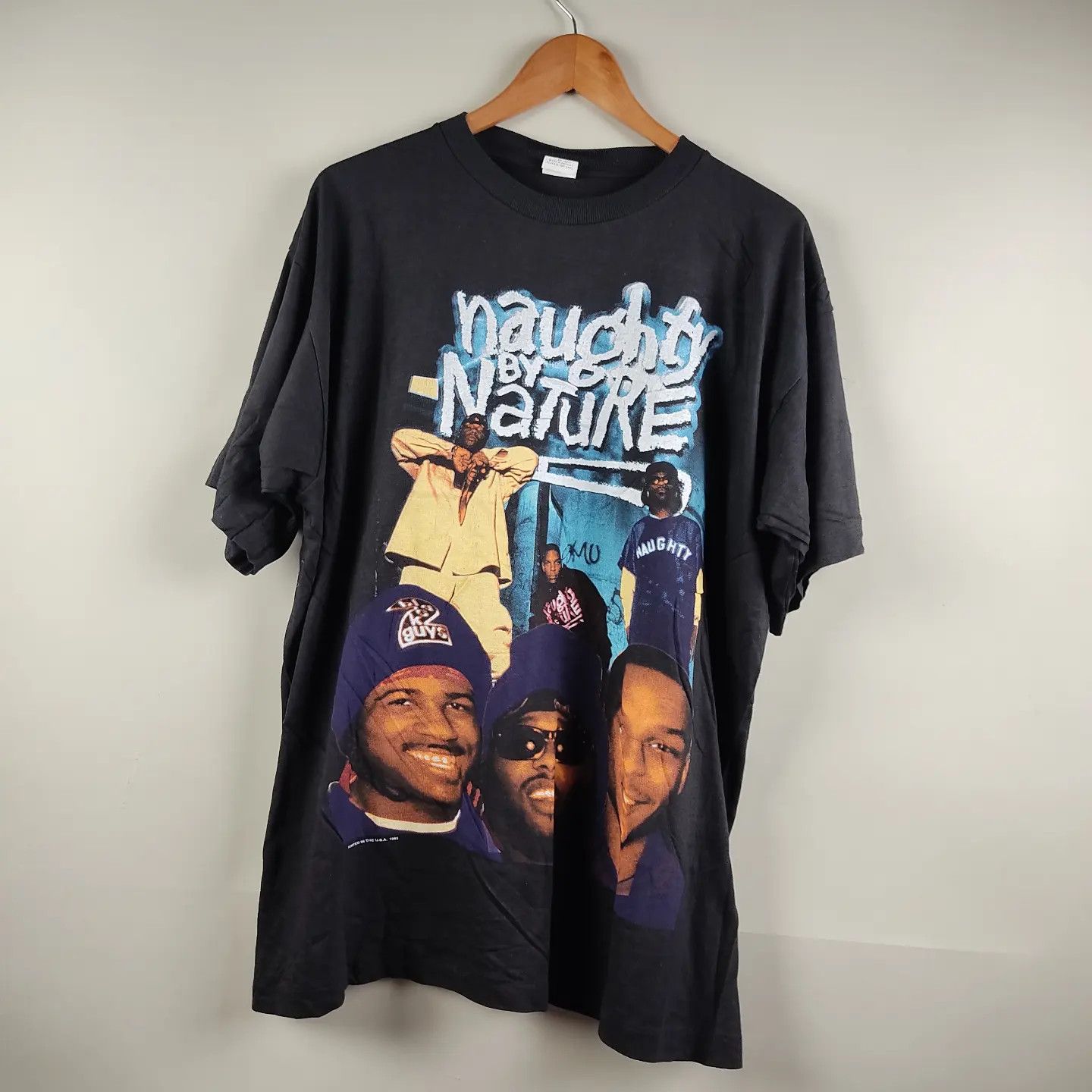 image of Band Tees x Rap Tees 1995 Naughty By Nature Poverty's Paradise Raptee 90's in Black, Men's (Size XL