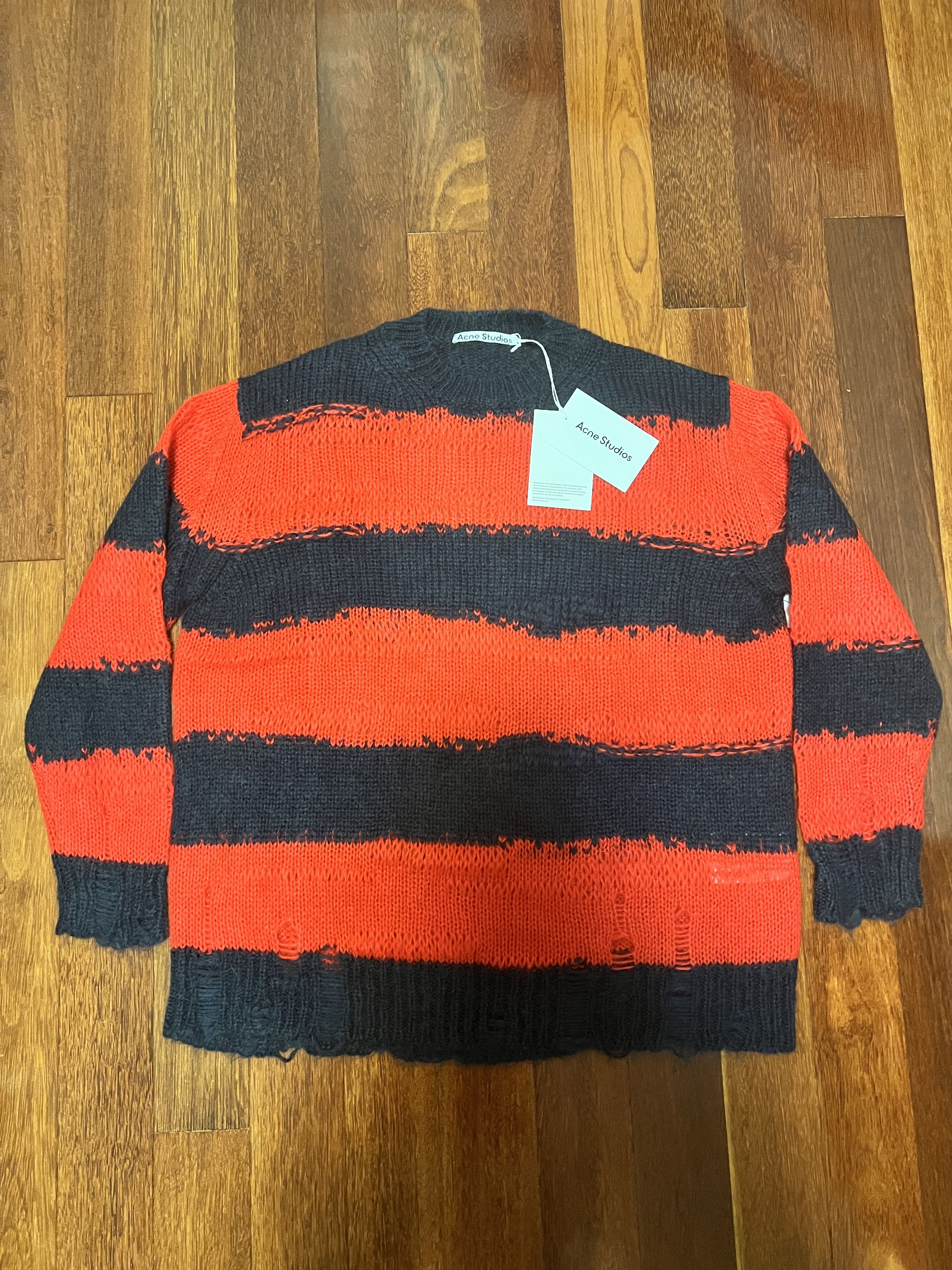 image of Grail Acne Studios Kurt Cobain Distressed Sweater in Red, Men's (Size Medium)