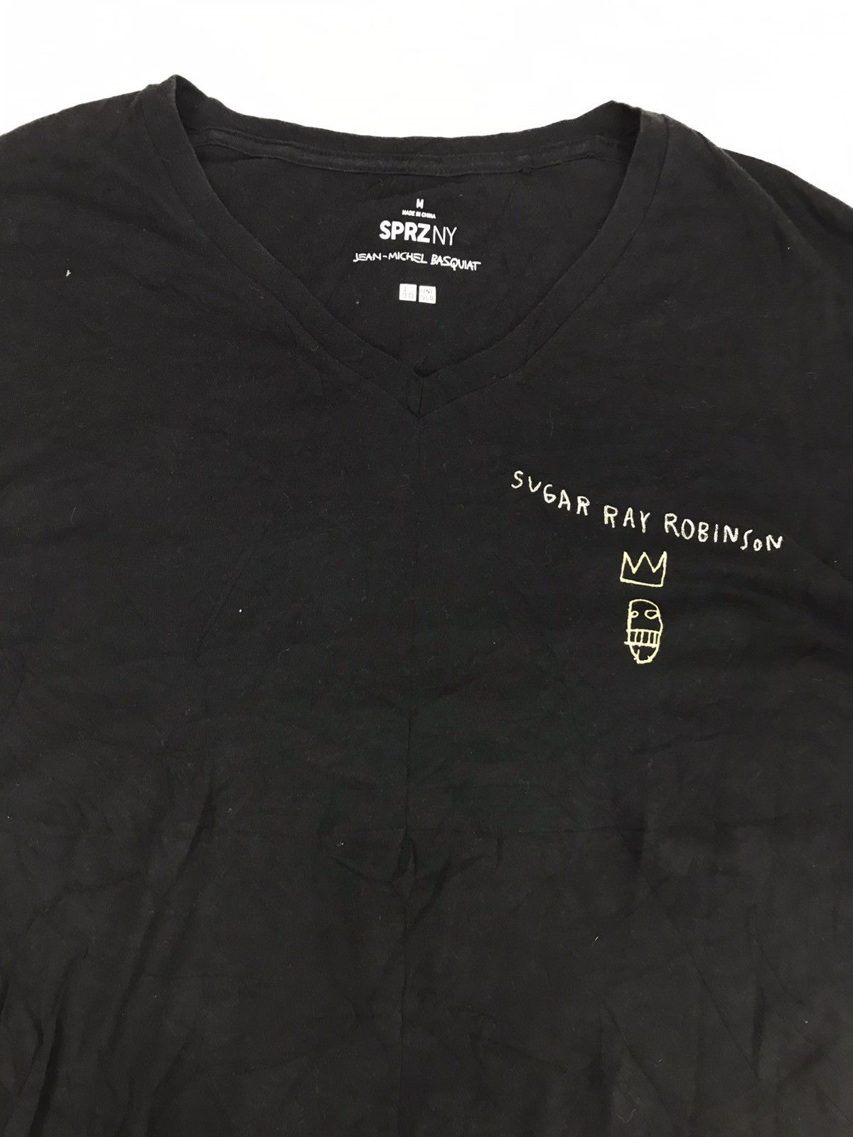 Designer Jean Michel Basquiat Sugar Ray Robinson Art Tee V Neck Size US M / EU 48-50 / 2 - 3 Thumbnail