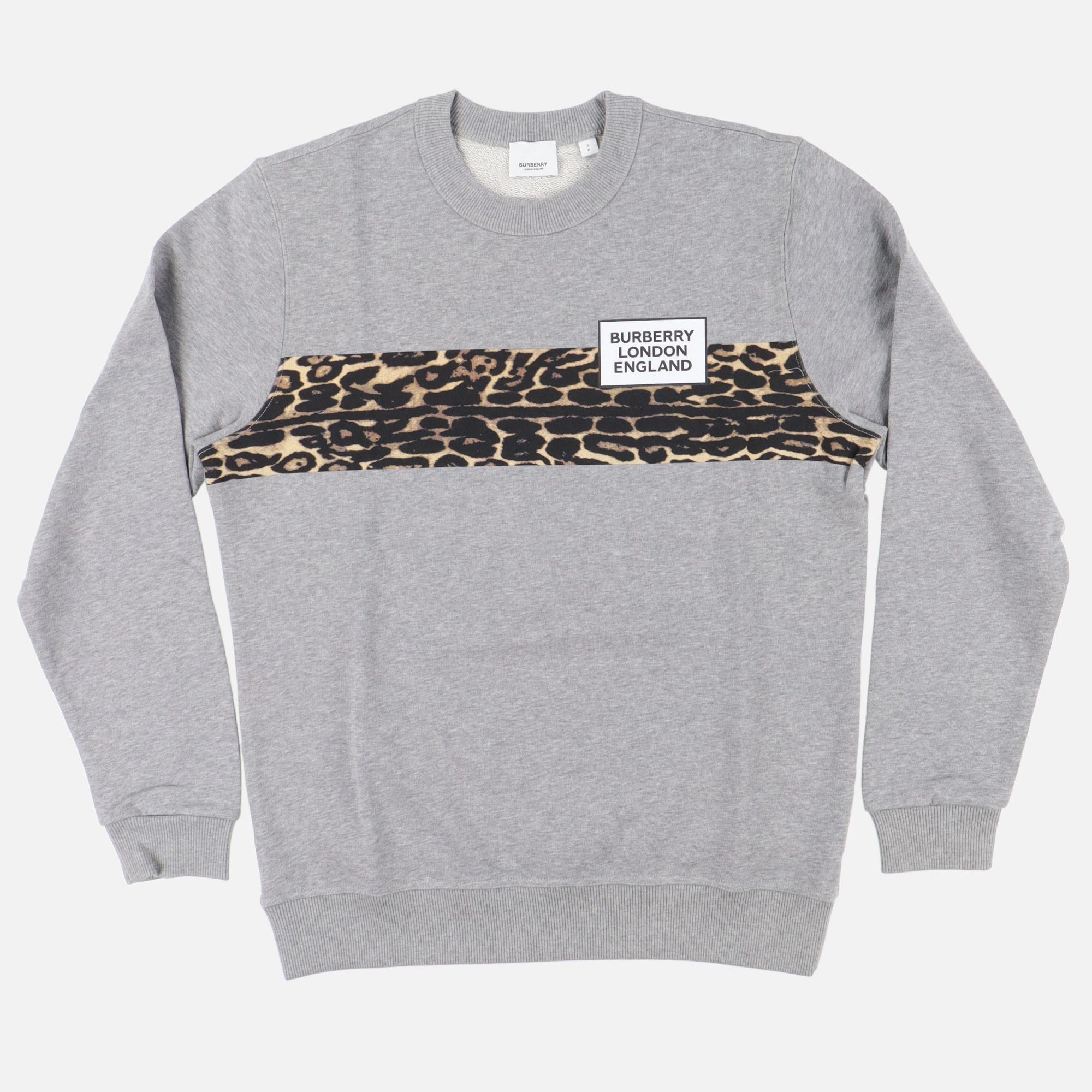 image of Burberry x Riccardo Tisci Grey Leopard Stripe Logo Sweatshirt, Men's (Size Small)
