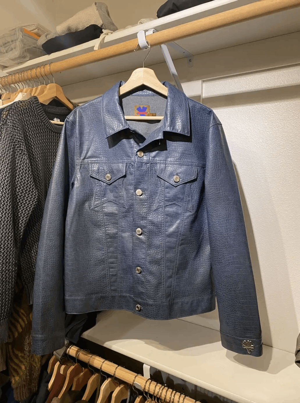image of Heaven By Marc Jacobs Croc Jacket in Blue, Men's (Size Large)