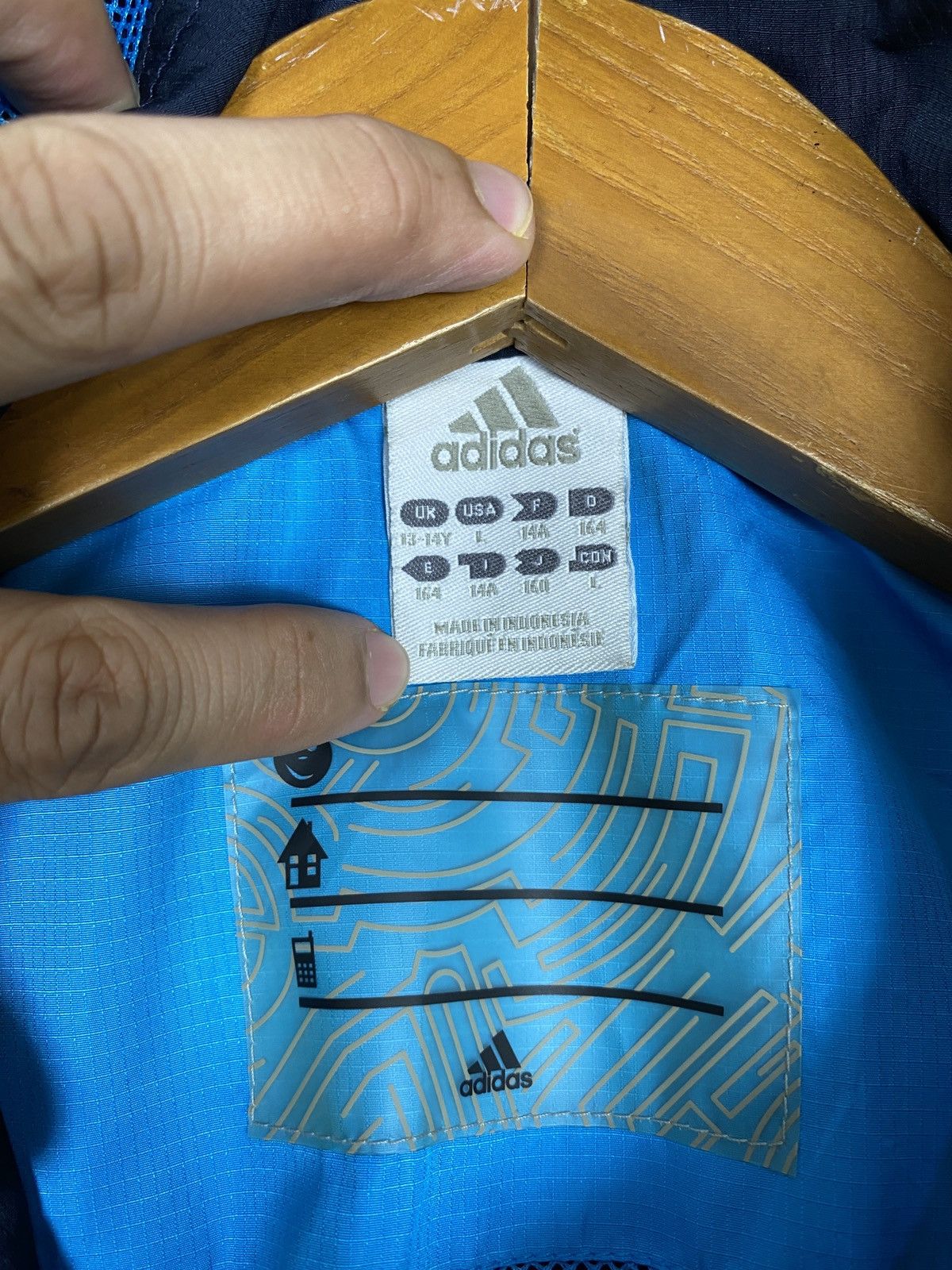 Adidas Rare‼️ Adidas Stripe Hoodie Windbreker Jacket Blue Boy Size Size US XS / EU 42 / 0 - 6 Thumbnail