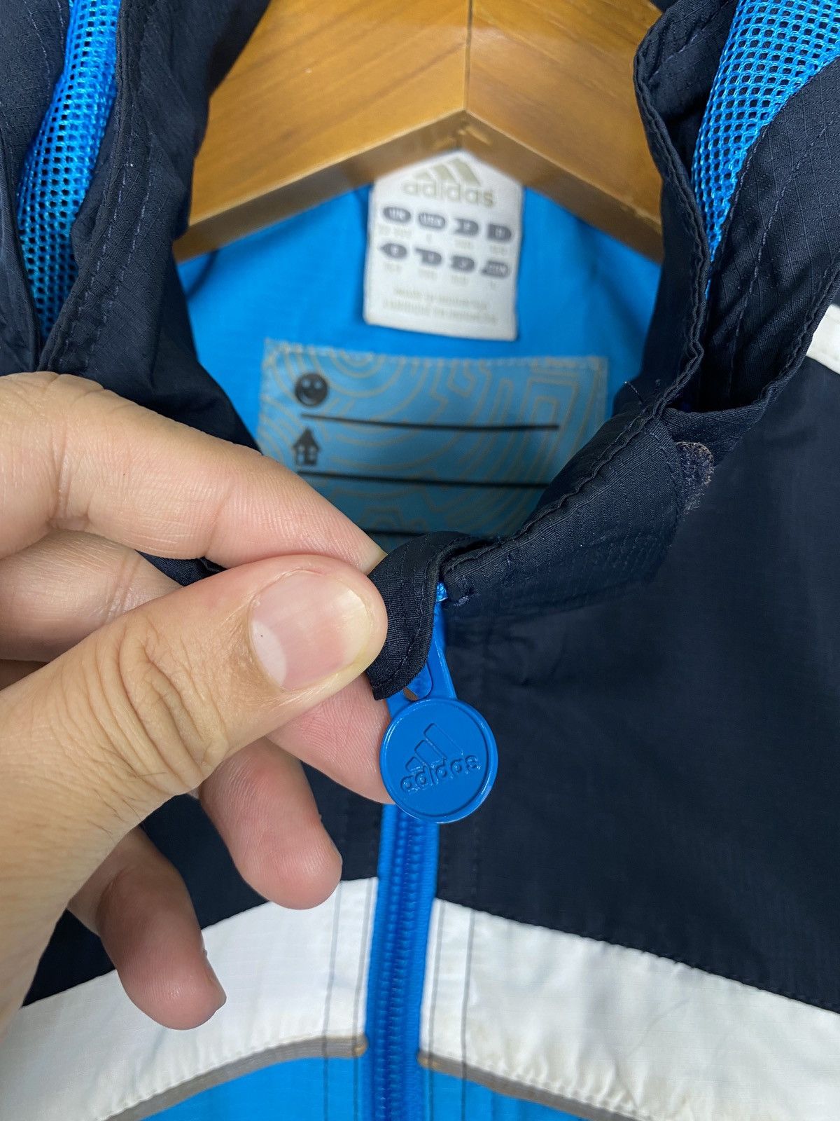 Adidas Rare‼️ Adidas Stripe Hoodie Windbreker Jacket Blue Boy Size Size US XS / EU 42 / 0 - 5 Thumbnail