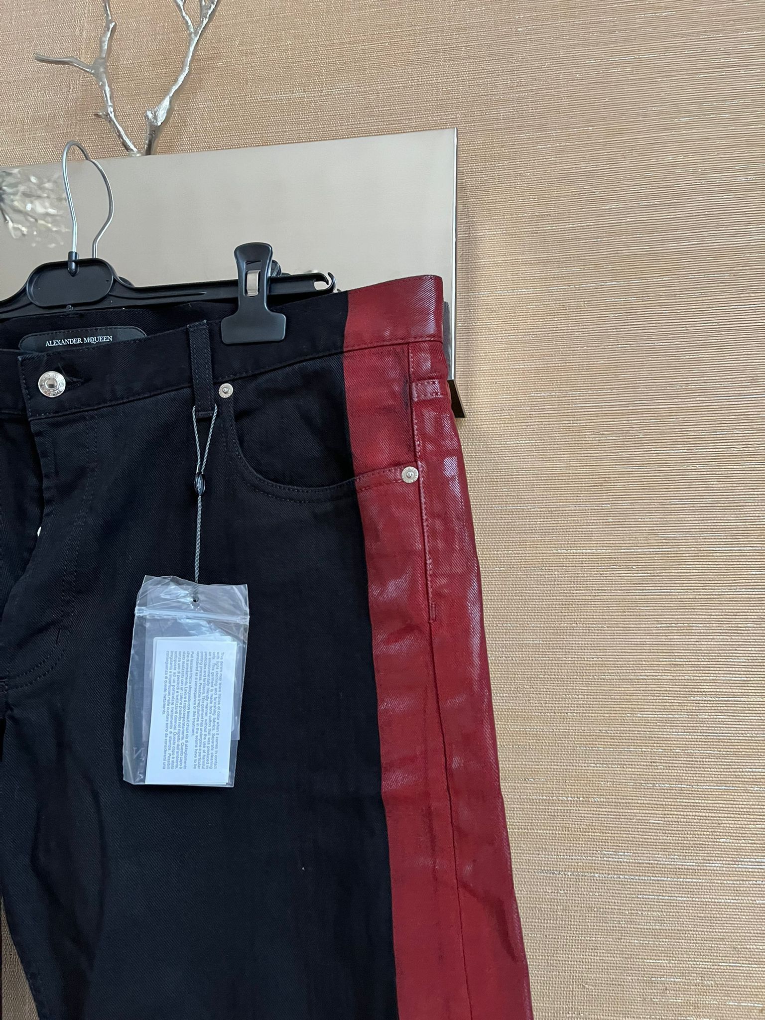 Alexander McQueen Denim With Waxed Trim Detail in Black / Red Size US 38 / EU 54 - 5 Thumbnail