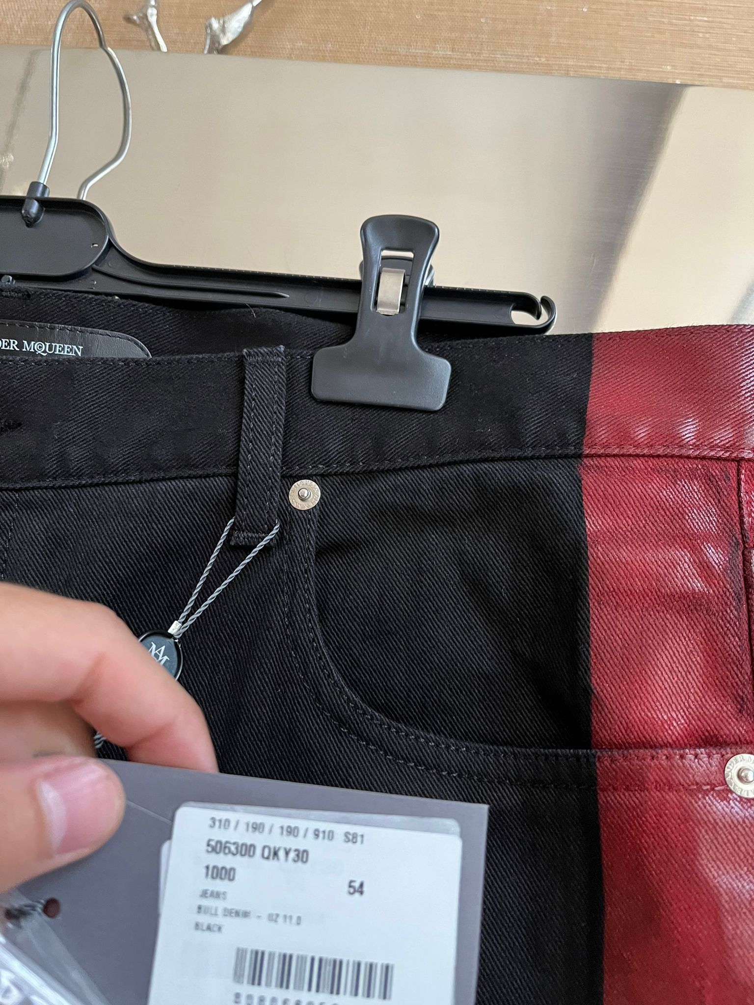 Alexander McQueen Denim With Waxed Trim Detail in Black / Red Size US 38 / EU 54 - 9 Thumbnail
