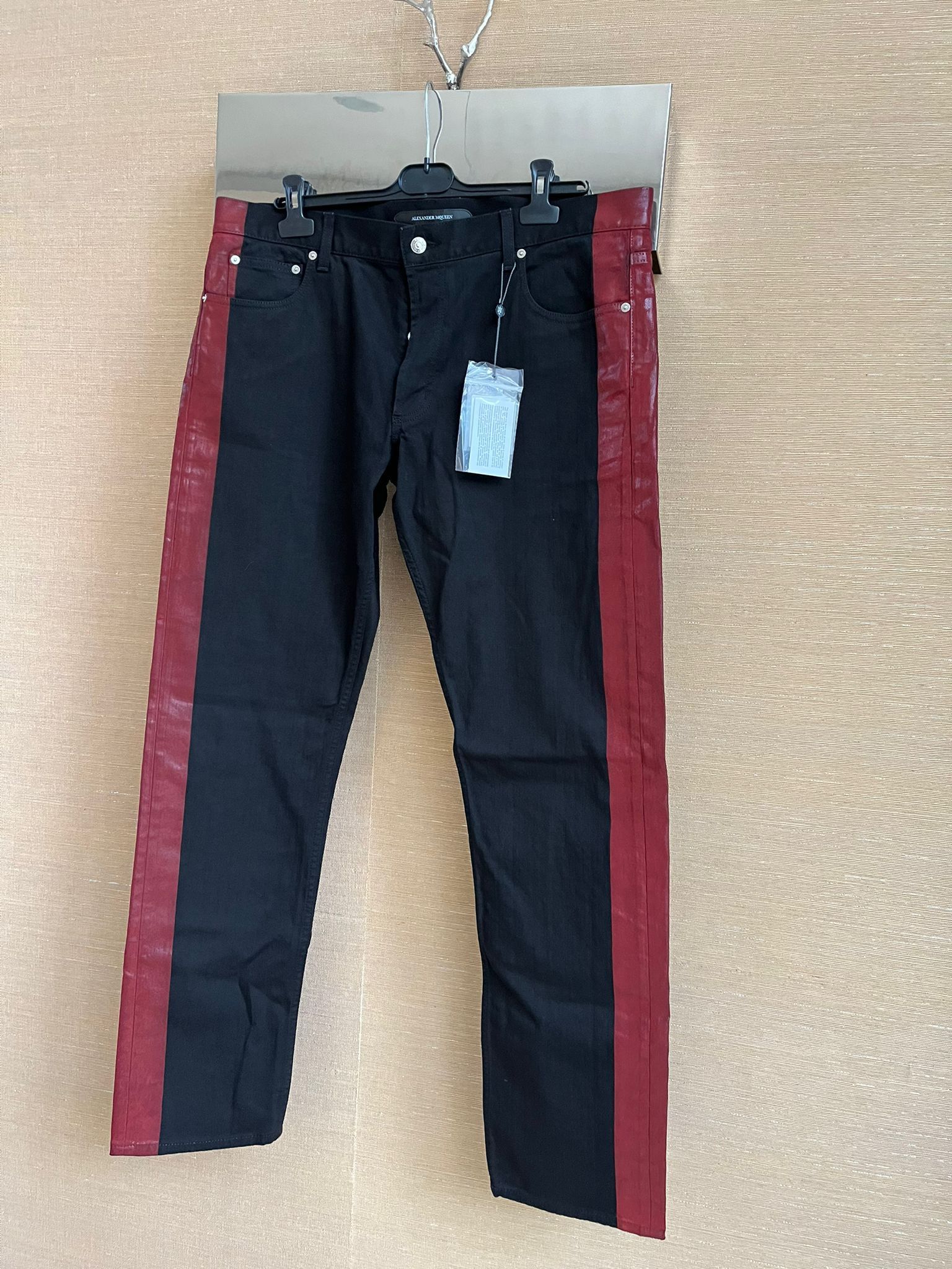 Alexander McQueen Denim With Waxed Trim Detail in Black / Red Size US 38 / EU 54 - 8 Thumbnail
