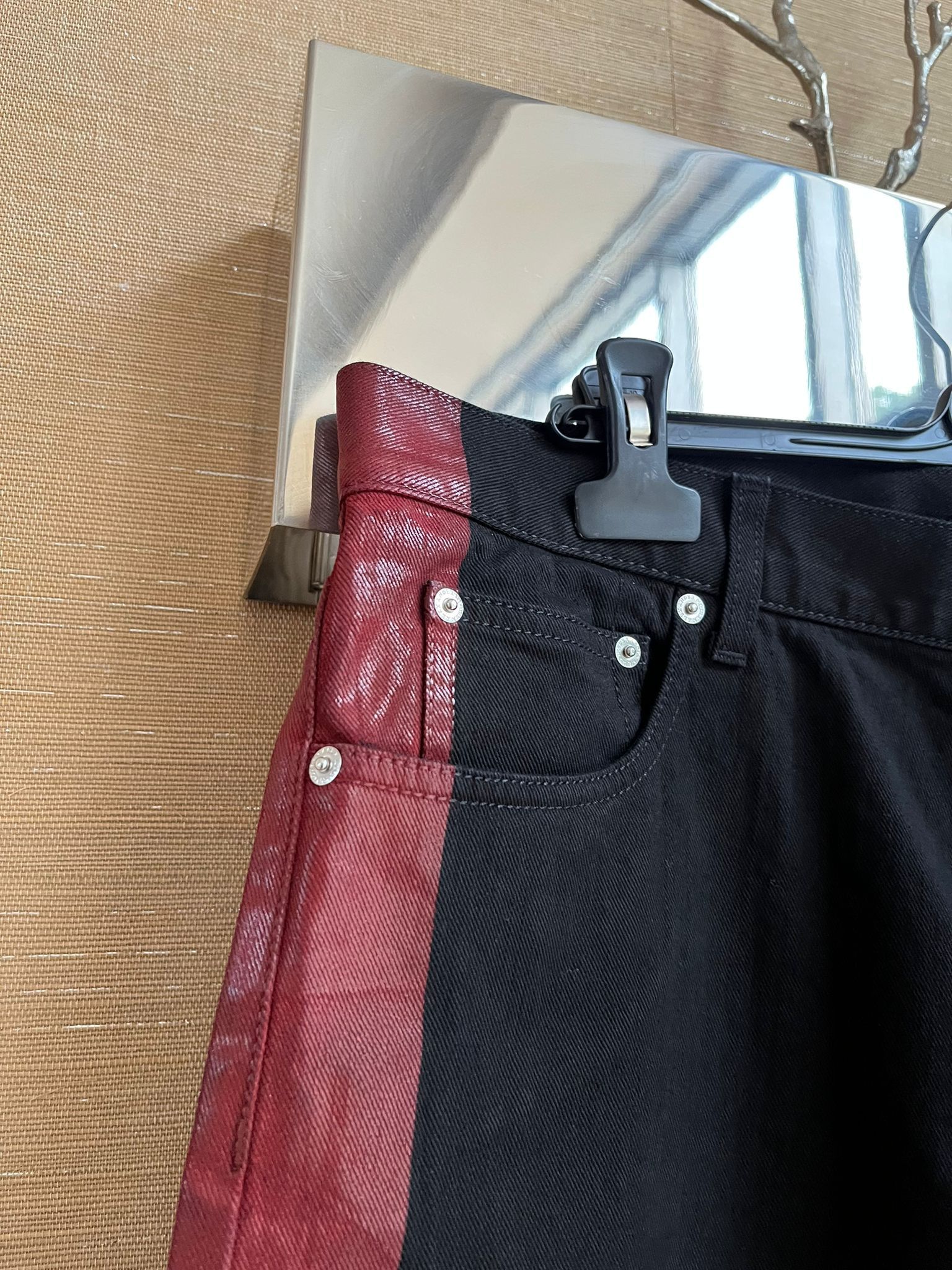 Alexander McQueen Denim With Waxed Trim Detail in Black / Red Size US 38 / EU 54 - 11 Thumbnail