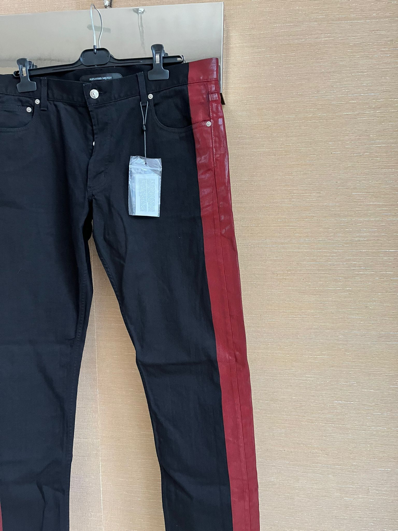 Alexander McQueen Denim With Waxed Trim Detail in Black / Red Size US 38 / EU 54 - 2 Thumbnail