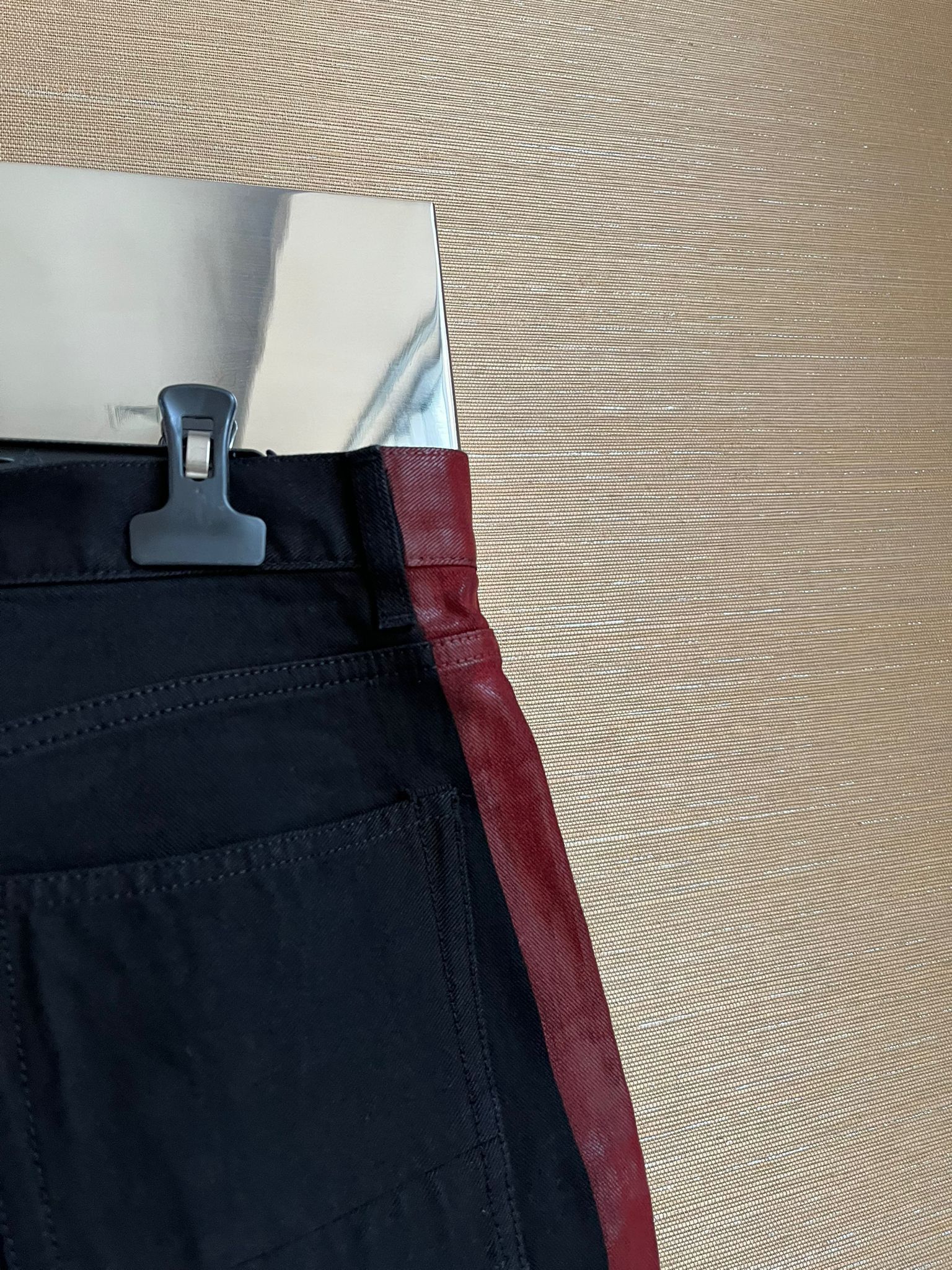 Alexander McQueen Denim With Waxed Trim Detail in Black / Red Size US 38 / EU 54 - 12 Thumbnail