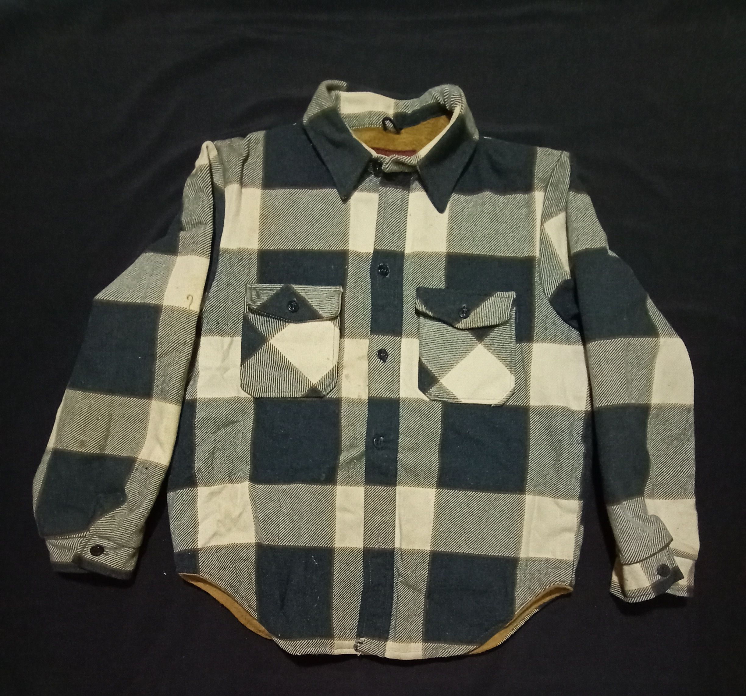 Vintage 80s OAKBROOK Sears Sherpa Tartan Plaid Checked
