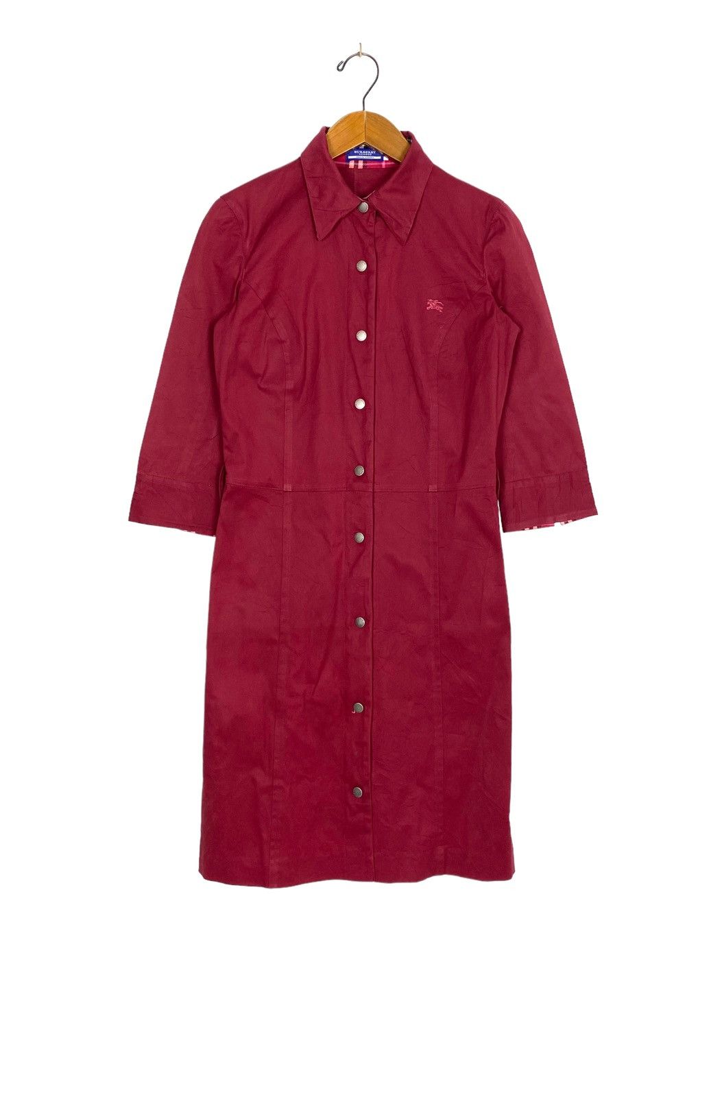 image of Burberry Blue Label Snap Button Jacket Embroidery Small Logo in Red, Women's