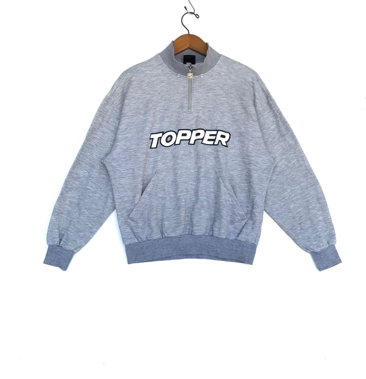 image of topper Spell Out Sweatshirt Half Zip Medium Size in Grey, Men's