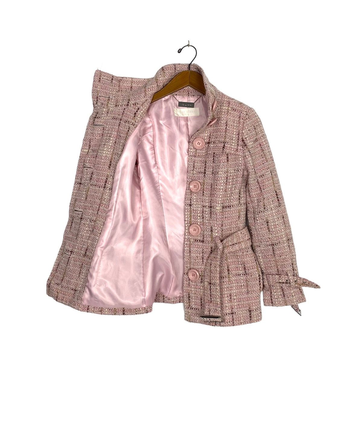 Japanese Brand Rare‼️ Vintage Last Scene Tweed Belted Jacket Made in Japan Size XS / US 0-2 / IT 36-38 - 2 Thumbnail
