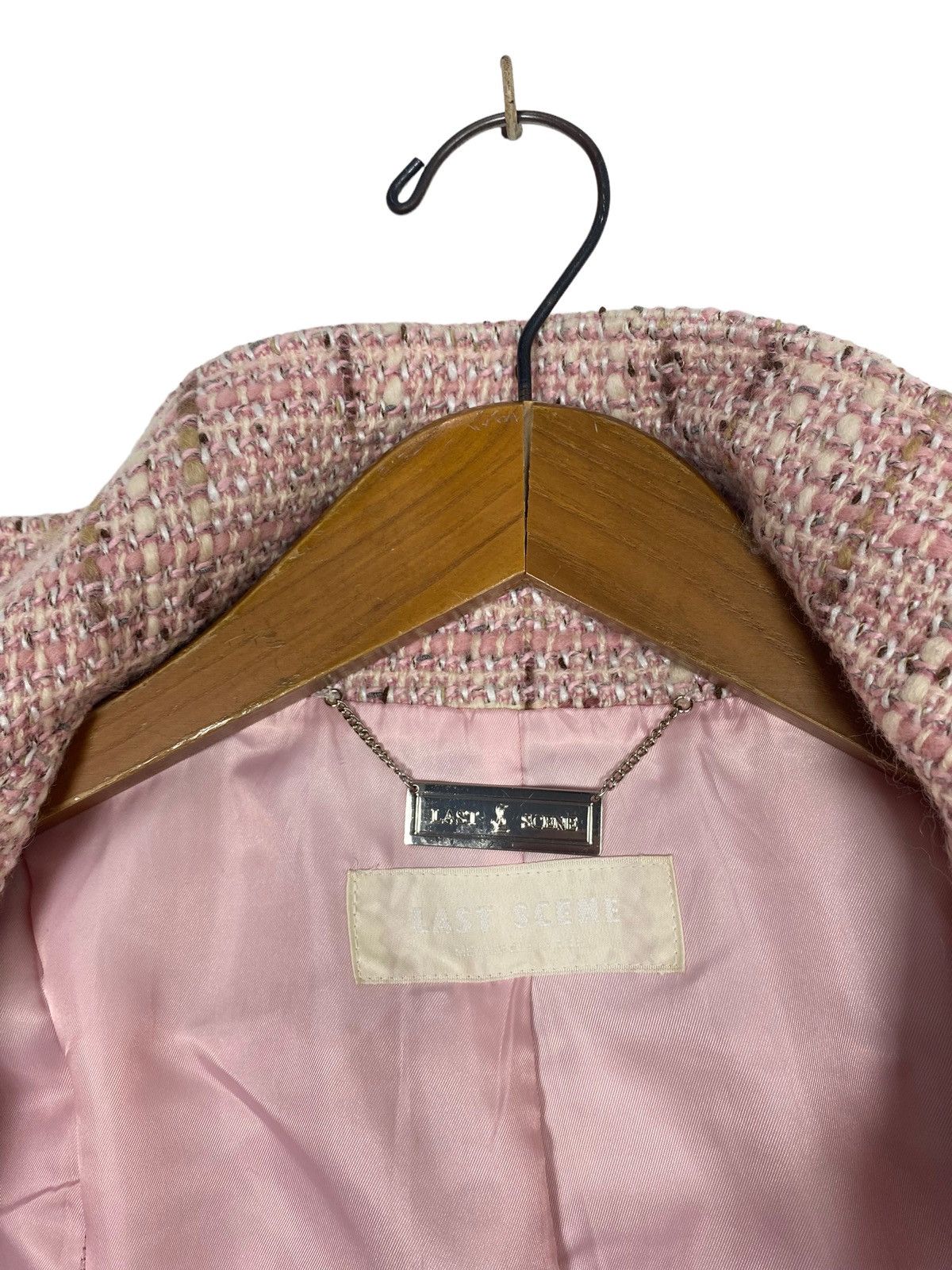 Japanese Brand Rare‼️ Vintage Last Scene Tweed Belted Jacket Made in Japan Size XS / US 0-2 / IT 36-38 - 6 Thumbnail