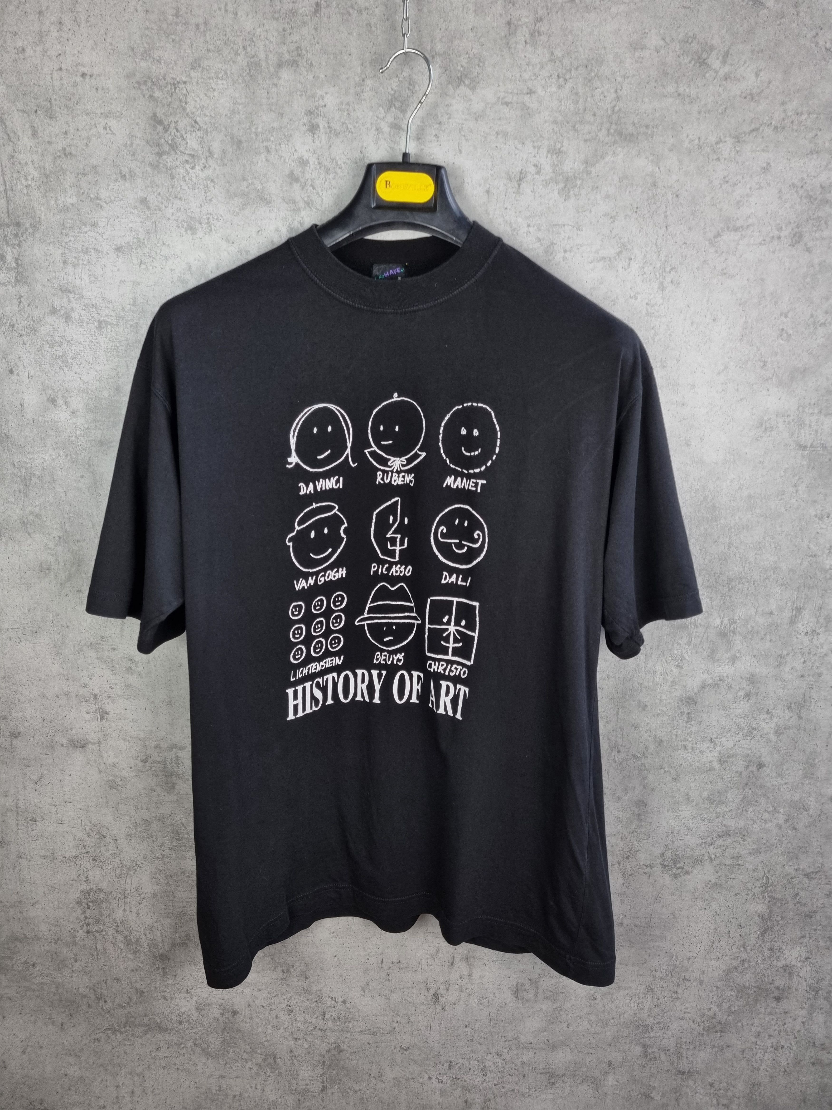 image of History Of Art Da Vinci Picasso Van Gogh Vintage Tee Shirt in Faded Black, Men's (Size Large)