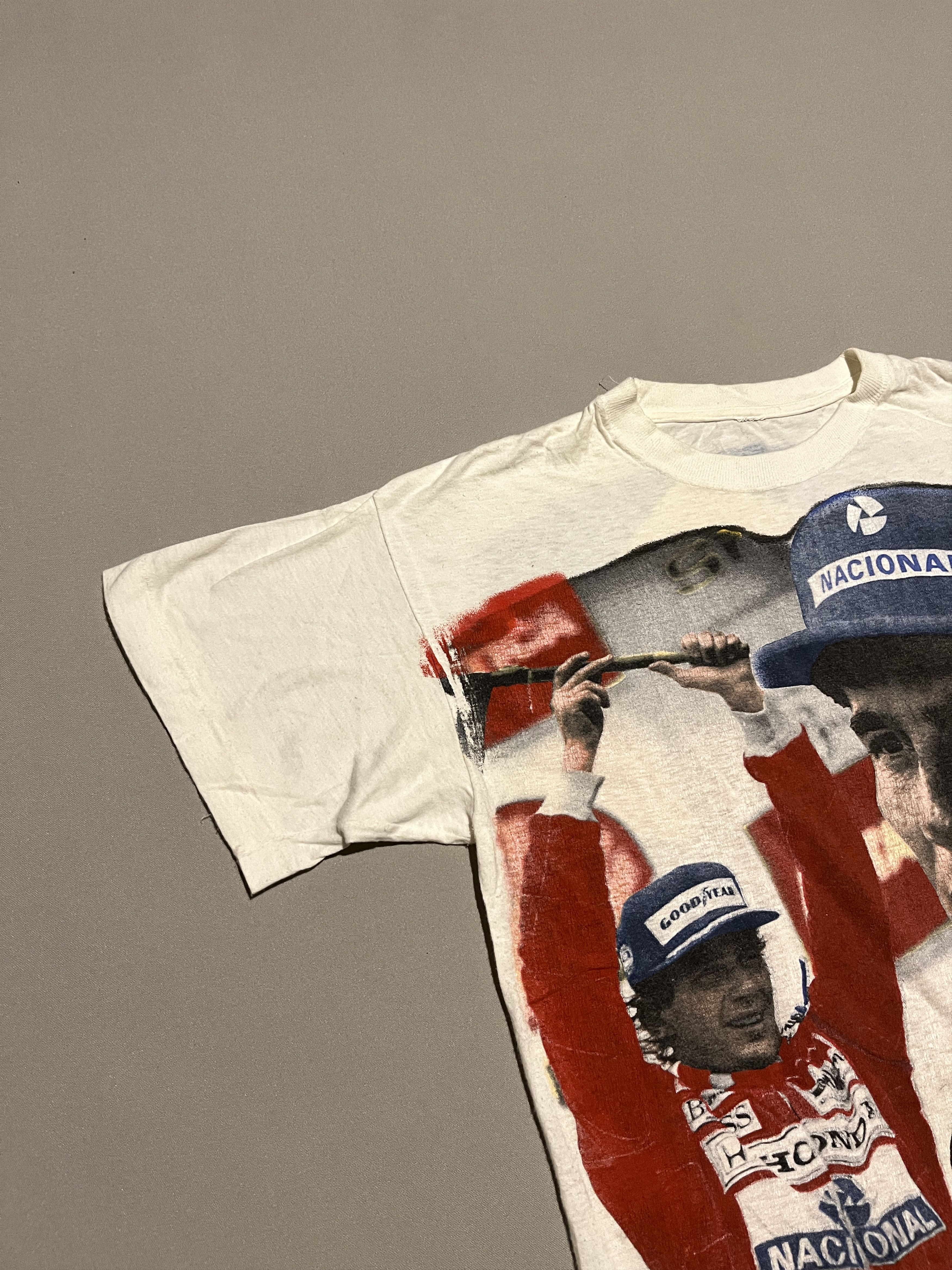 Formula 1 Ayrton Senna Vintage All Over Overprint Single Stitch Tshirt Size US M / EU 48-50 / 2 - 3 Thumbnail