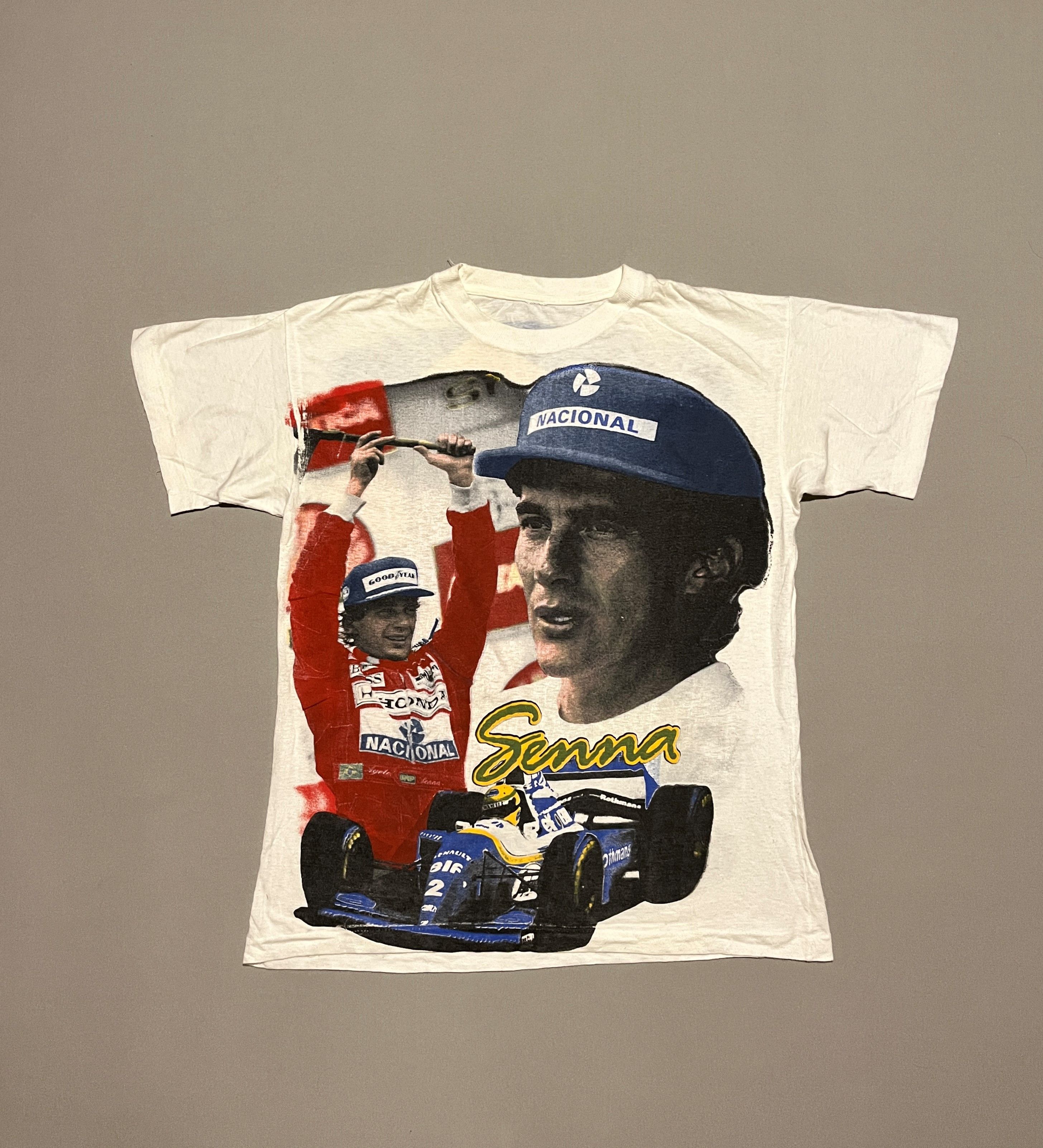 Formula 1 Ayrton Senna Vintage All Over Overprint Single Stitch Tshirt Size US M / EU 48-50 / 2 - 1 Thumbnail