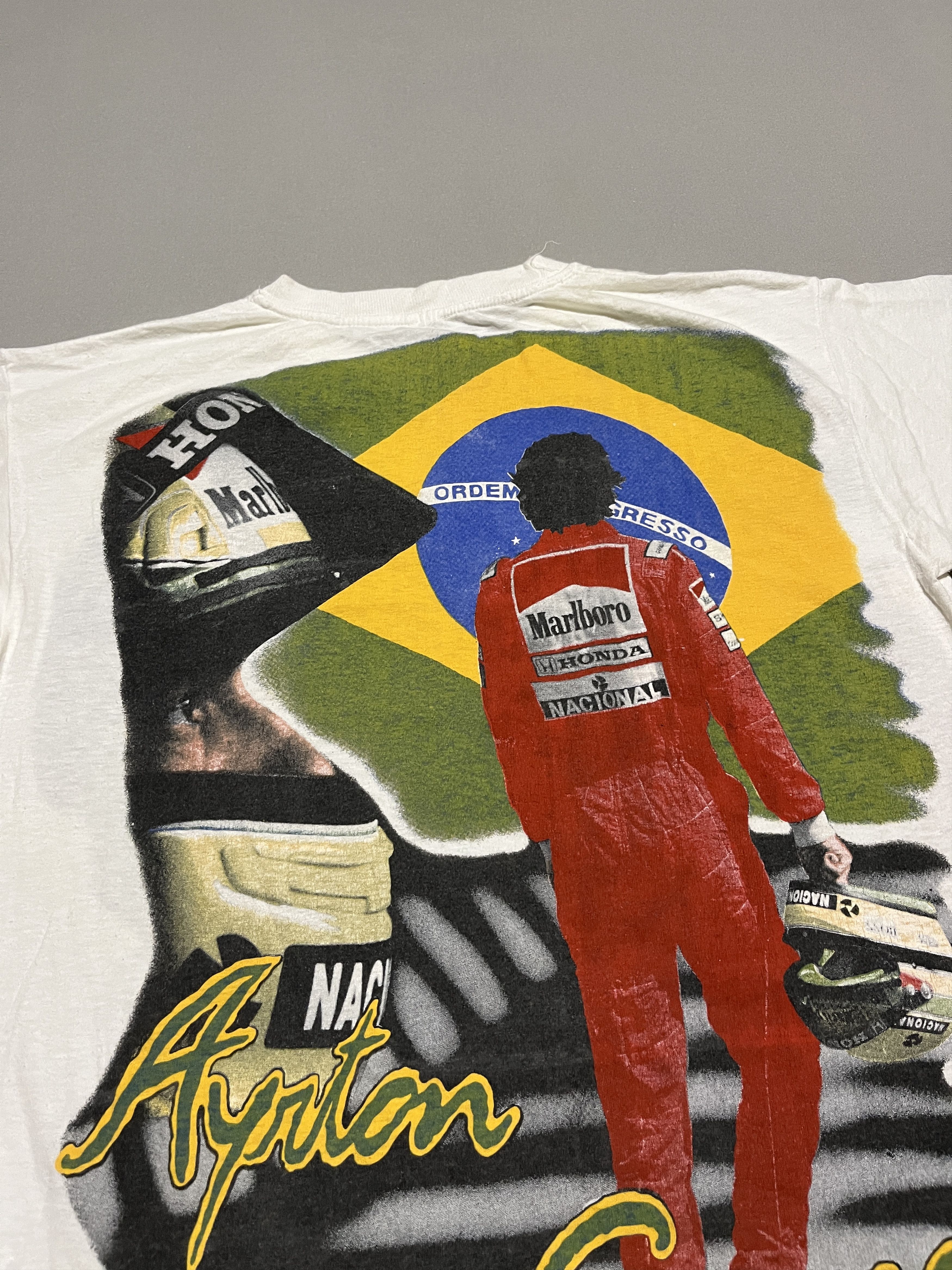 Formula 1 Ayrton Senna Vintage All Over Overprint Single Stitch Tshirt Size US M / EU 48-50 / 2 - 13 Thumbnail