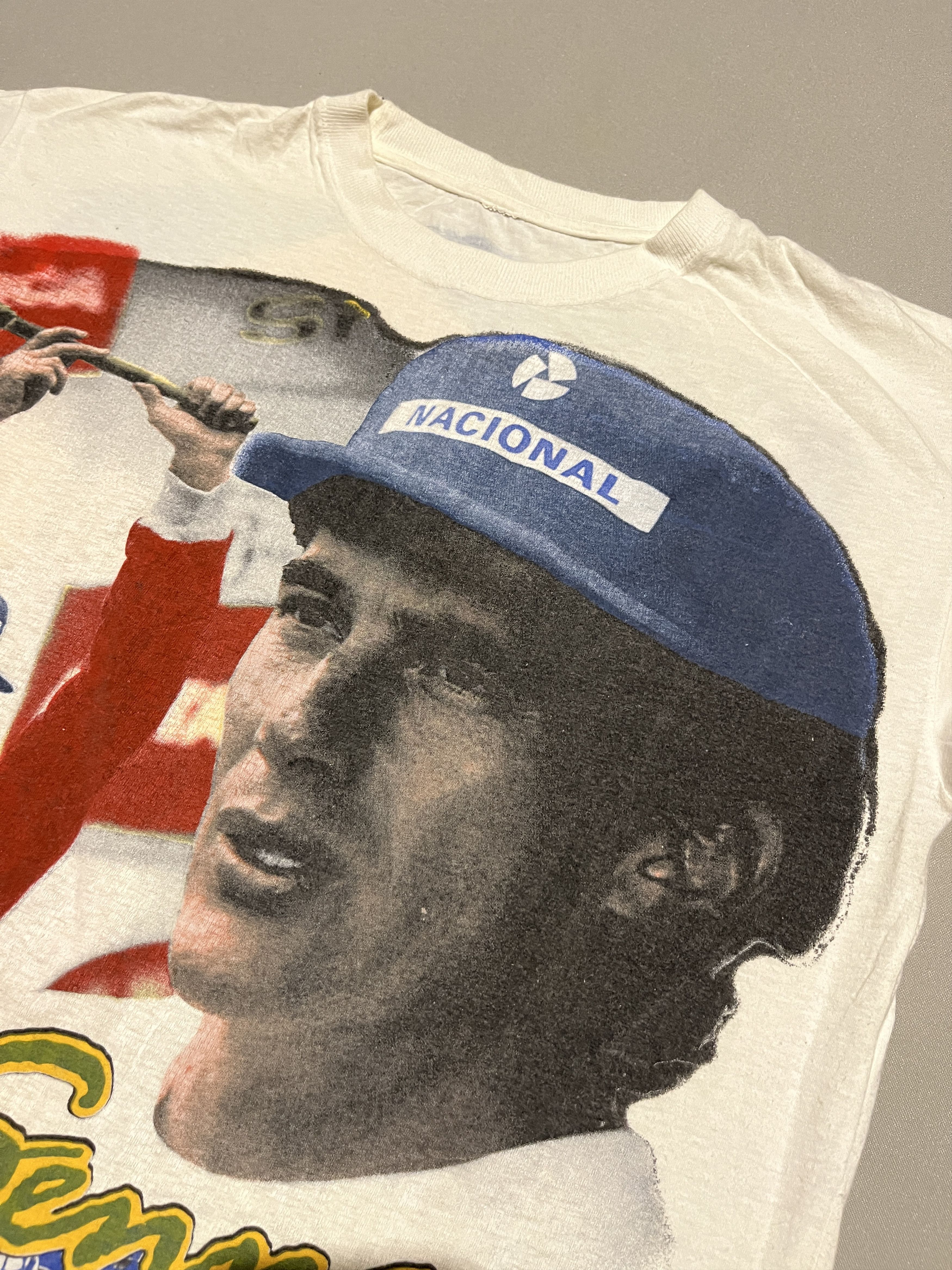 Formula 1 Ayrton Senna Vintage All Over Overprint Single Stitch Tshirt Size US M / EU 48-50 / 2 - 6 Thumbnail