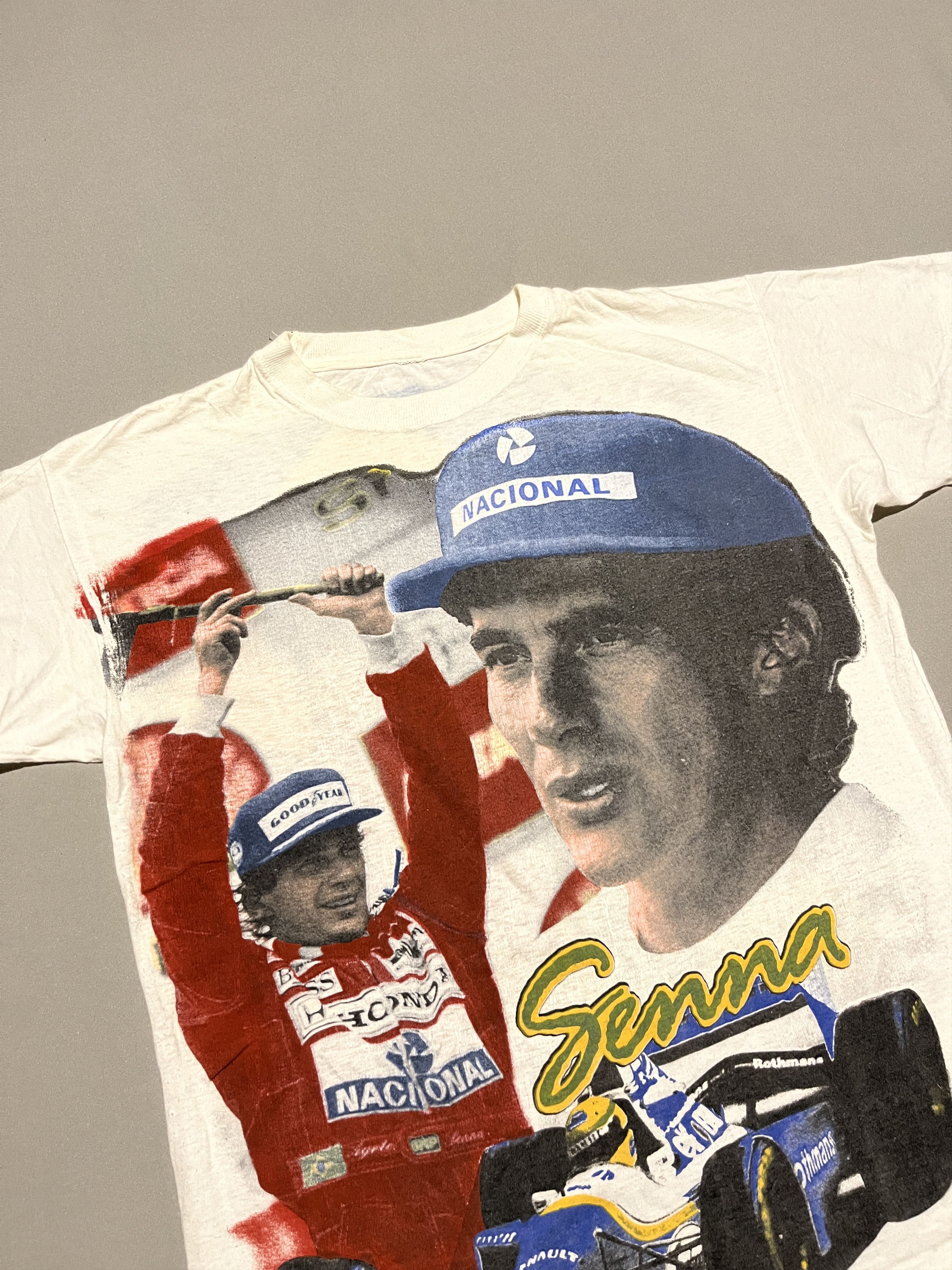 Formula 1 Ayrton Senna Vintage All Over Overprint Single Stitch Tshirt Size US M / EU 48-50 / 2 - 2 Thumbnail