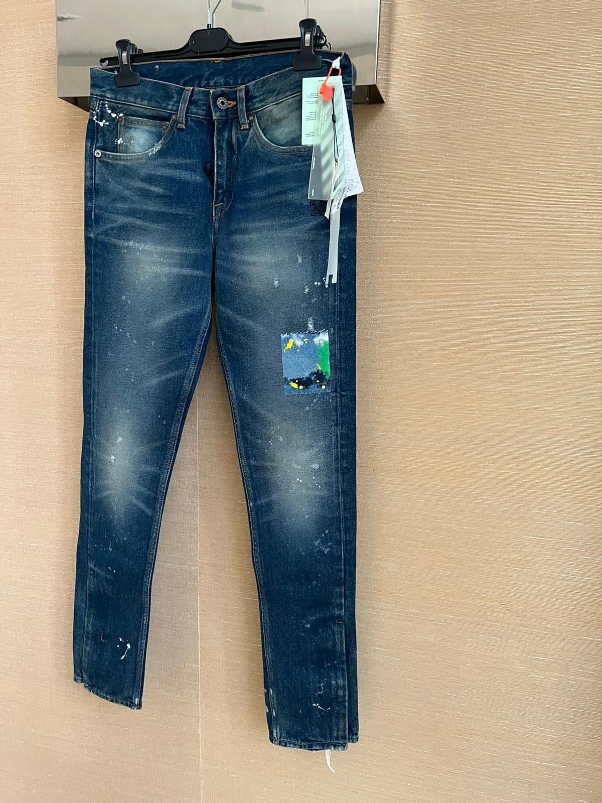 Off-White Paper Clip Hem Zip Jeans in Dark Blue Color Size US 30 / EU 46 - 1 Thumbnail