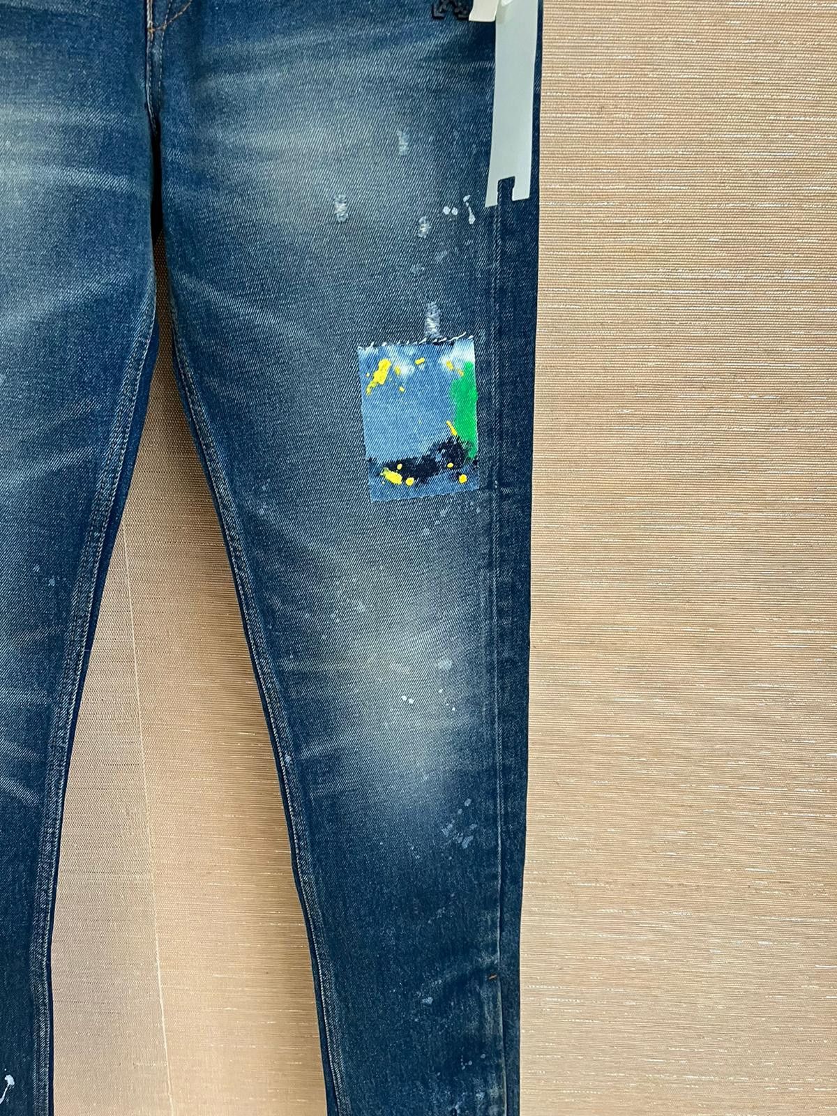 Off-White Paper Clip Hem Zip Jeans in Dark Blue Color Size US 30 / EU 46 - 2 Thumbnail