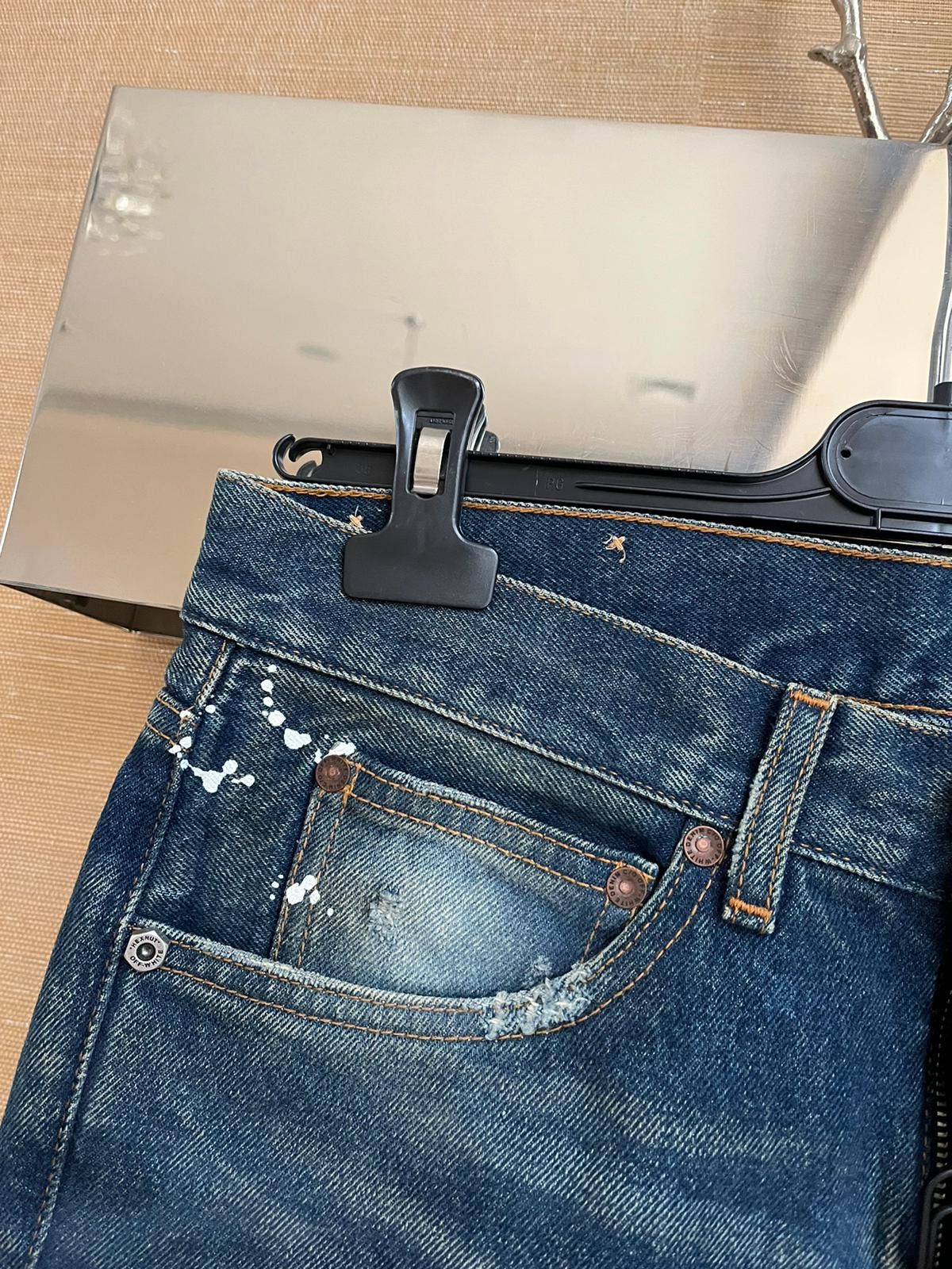 Off-White Paper Clip Hem Zip Jeans in Dark Blue Color Size US 30 / EU 46 - 10 Thumbnail