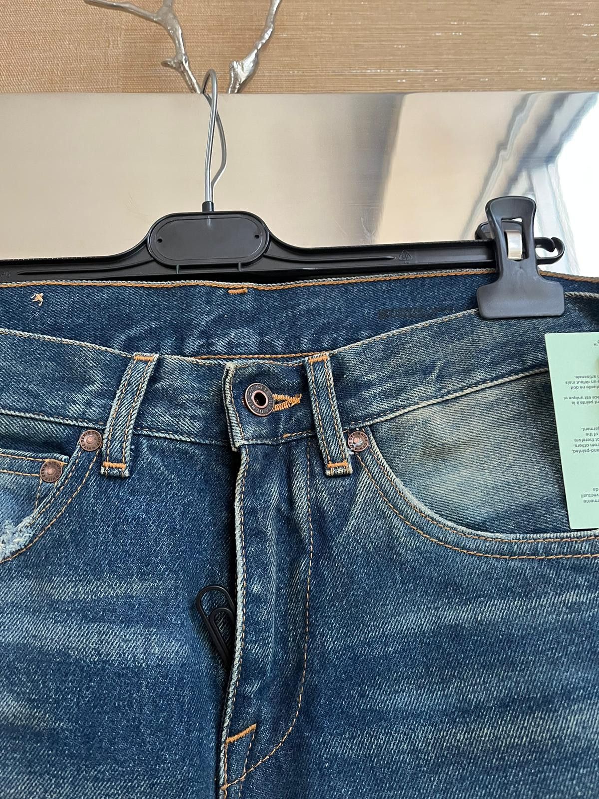 Off-White Paper Clip Hem Zip Jeans in Dark Blue Color Size US 30 / EU 46 - 13 Thumbnail
