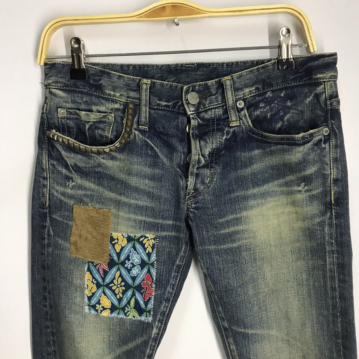 Hysteric Glamour 🔥Hysteric Glamour Japan skinny fit Jeans patchwork Size US 29 - 15 Thumbnail