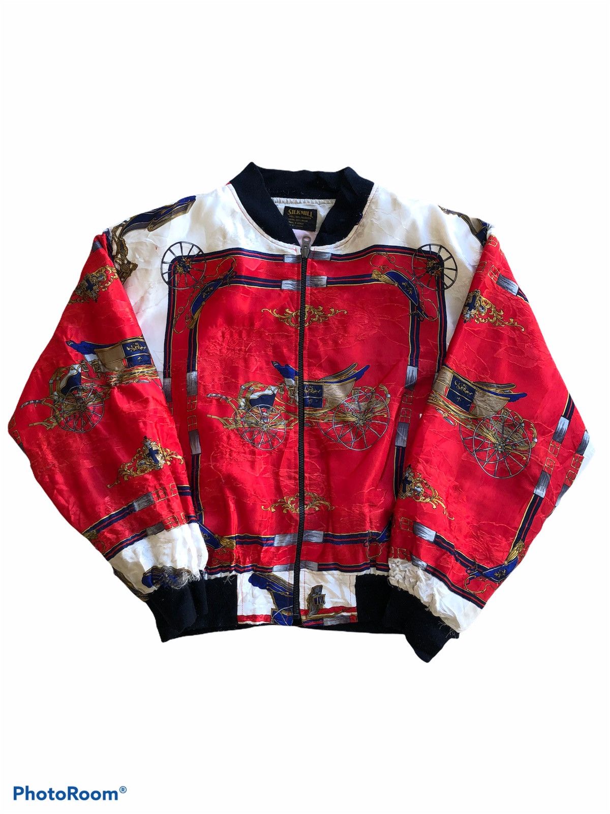 image of Bomber Jacket x Sik Silk Silk Mills Overprint Royals Bombers in Mix, Men's (Size Large)