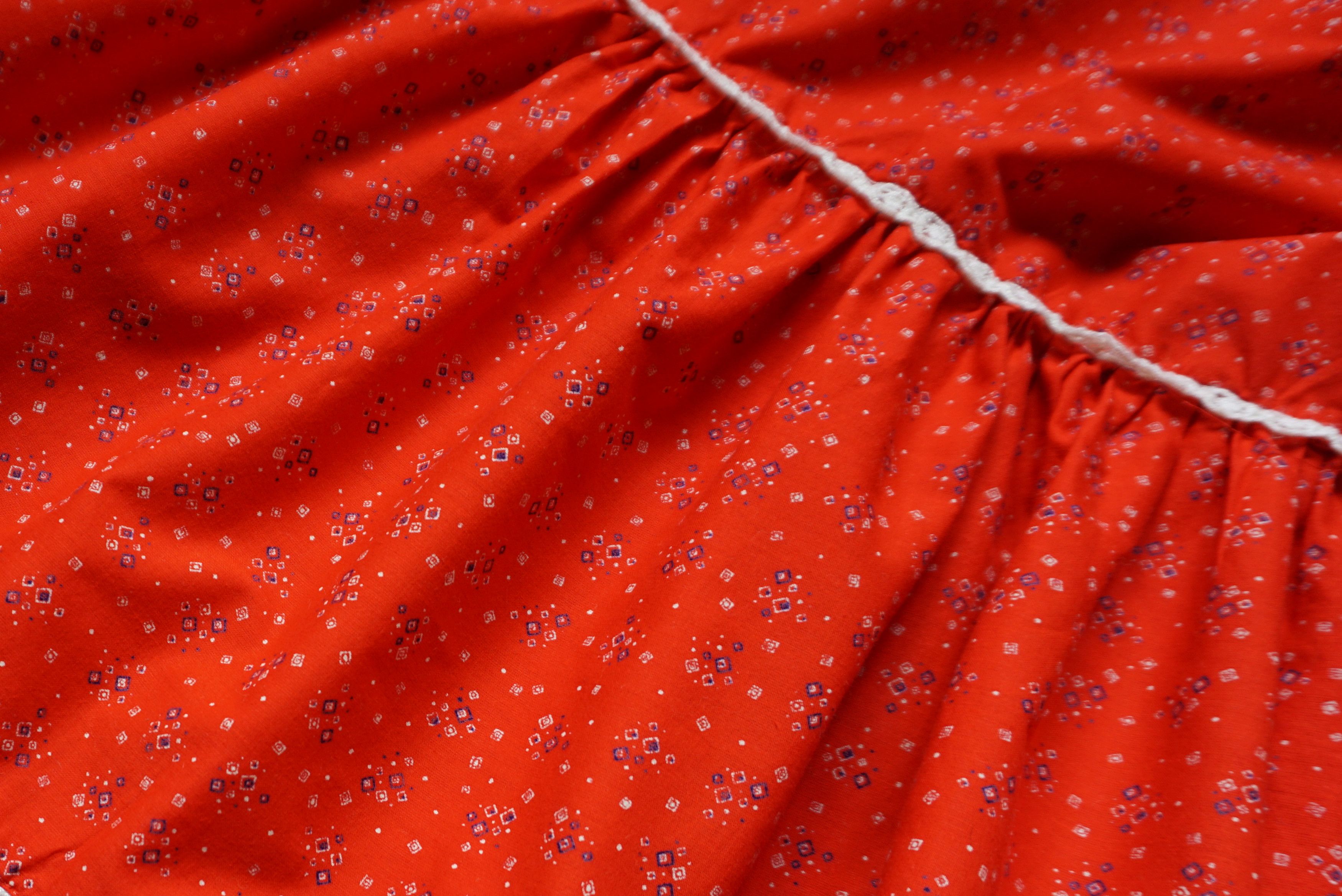 Handmade Spanish custom made skirt 70s floral cotton M 6/8 peasant Size 30" / US 8 / IT 44 - 4 Thumbnail