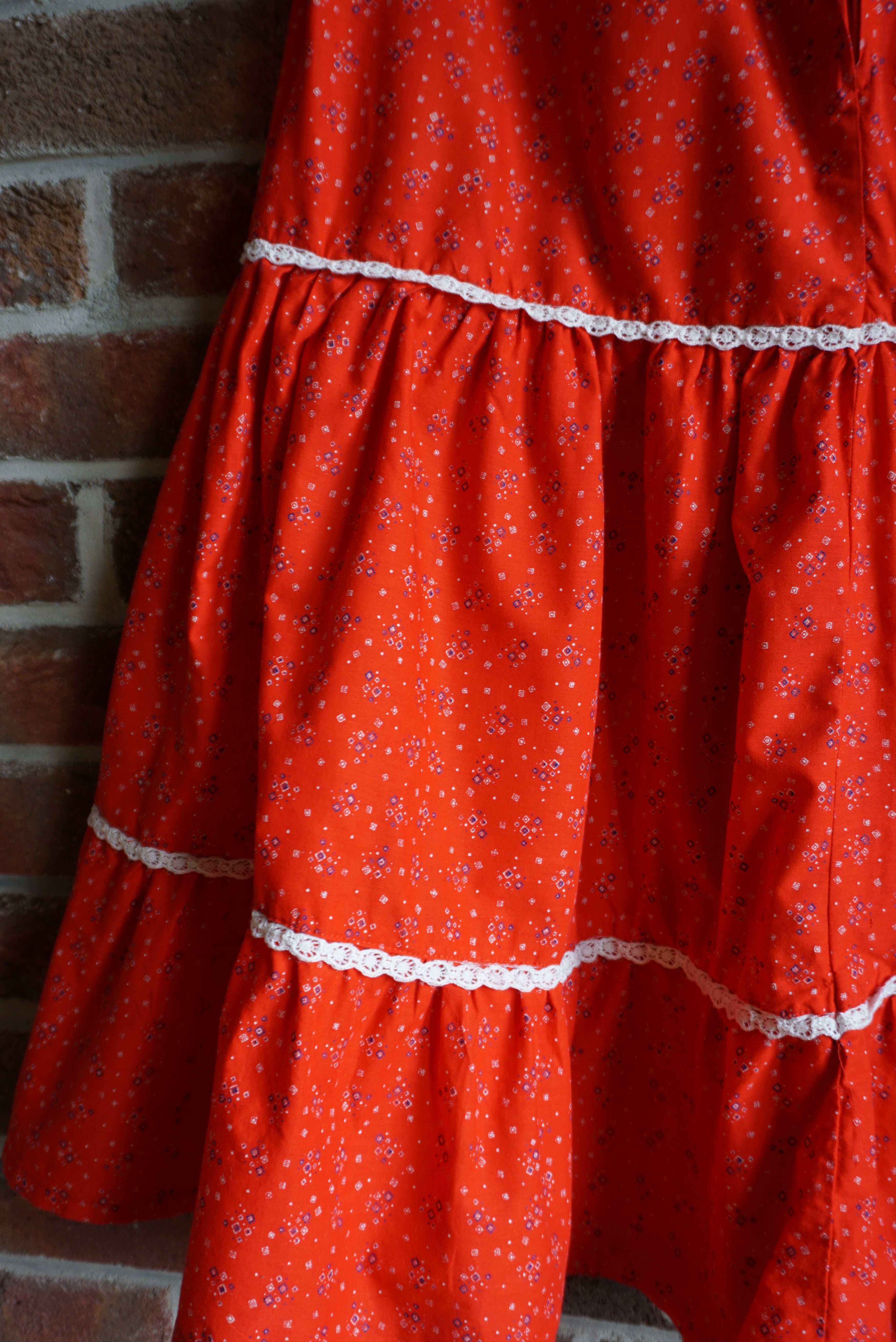 Handmade Spanish custom made skirt 70s floral cotton M 6/8 peasant Size 30" / US 8 / IT 44 - 22 Thumbnail