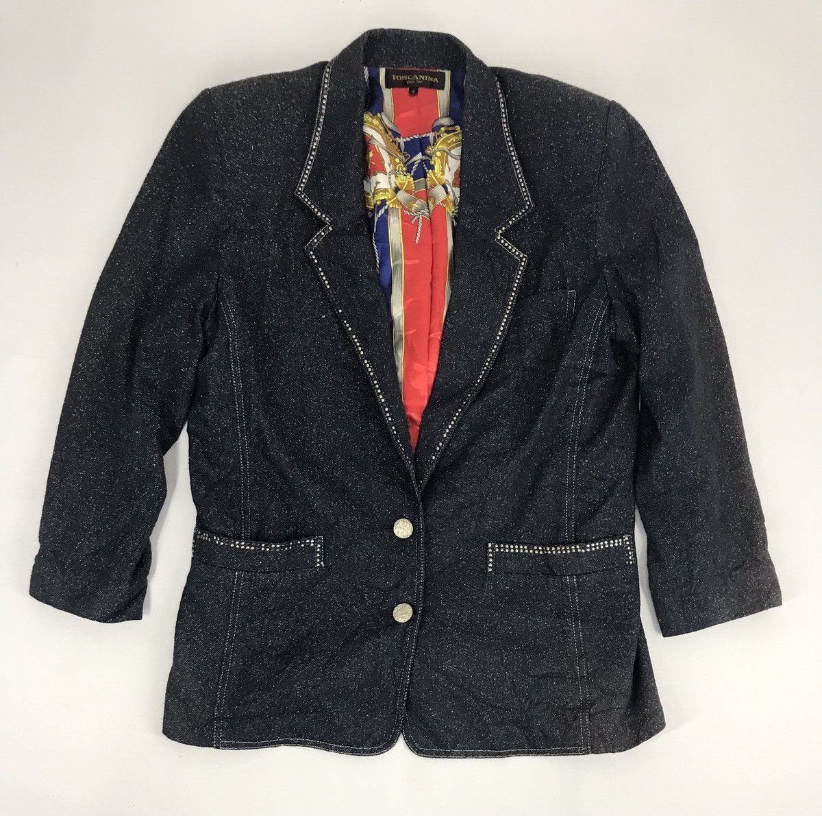 Vintage Toscanina Luxury Style Denim Blazer Coat Nice Design Size 38S - 1 Thumbnail